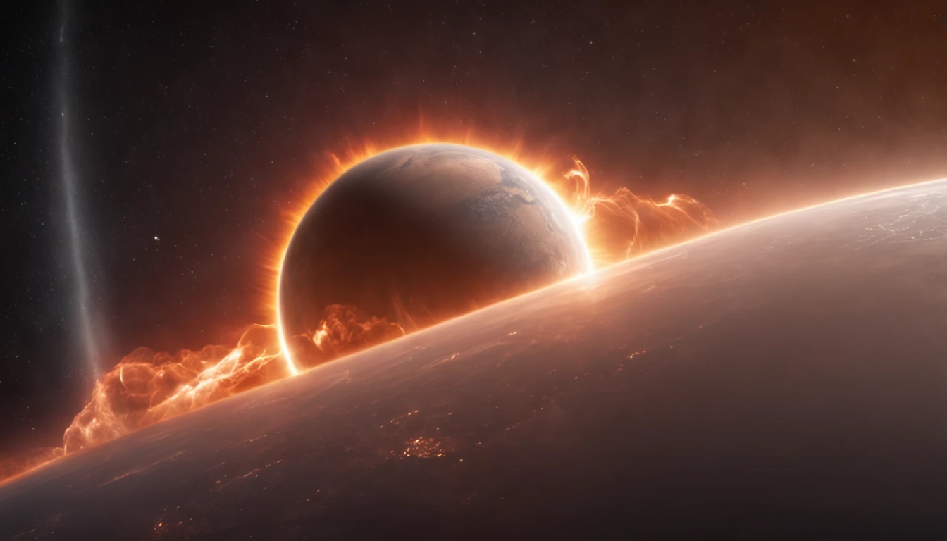Apocalyptic vision, solar flares hit Earth, Space View