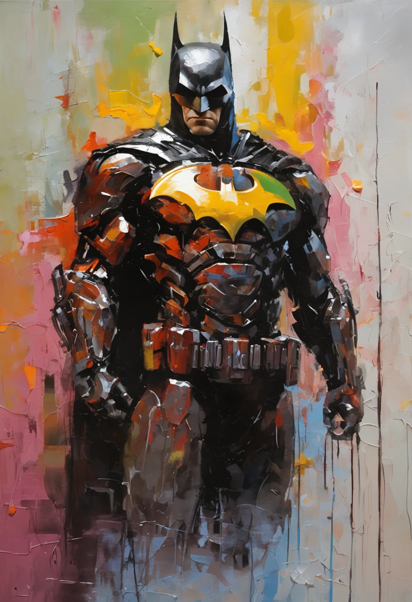 a Batman in cybernetic armor, ultra detalhado, cor vermelho . ::n_ desenho, Imperfection, baixa qualidade, boneco, jogo, anime, assinatura