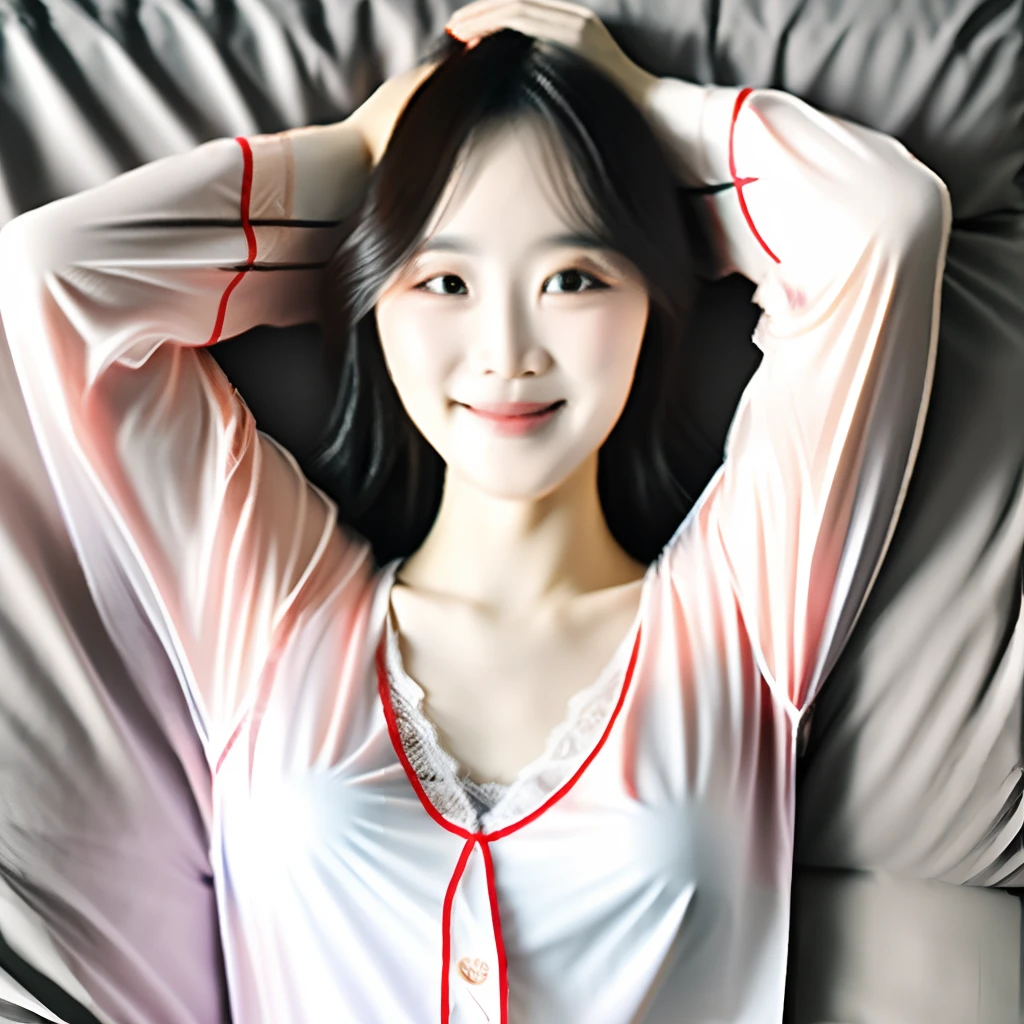 "Beautuful Women，Enchanted smile，Light and shadow interlace，Softens skin，Shine through the details，Exquisite and delicate，Mysterious and beautiful"，Bigboobs，Semi-sheer yarn skirt pajamas