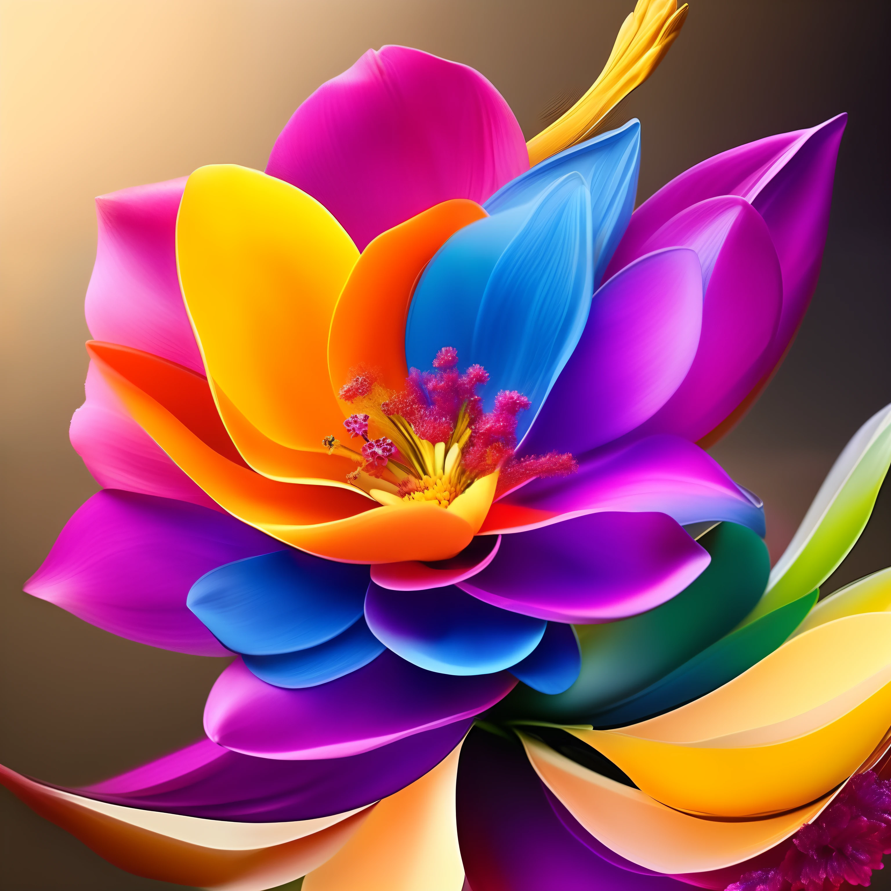 a stylized flower with multiple elements, Elemental Flowers