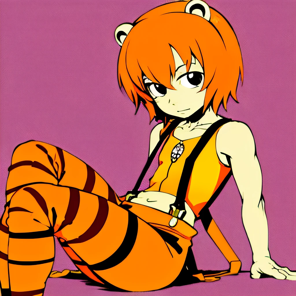 Orange jellyfish head,tigre,female,Kig system,Suspenders,vivaciousness,adolable,Children