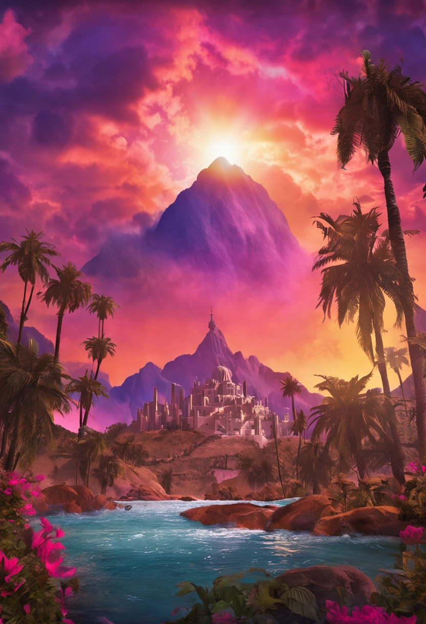 pintura, jesus cristo, todo poder, background in the new Jerusalem, alta qualidade,