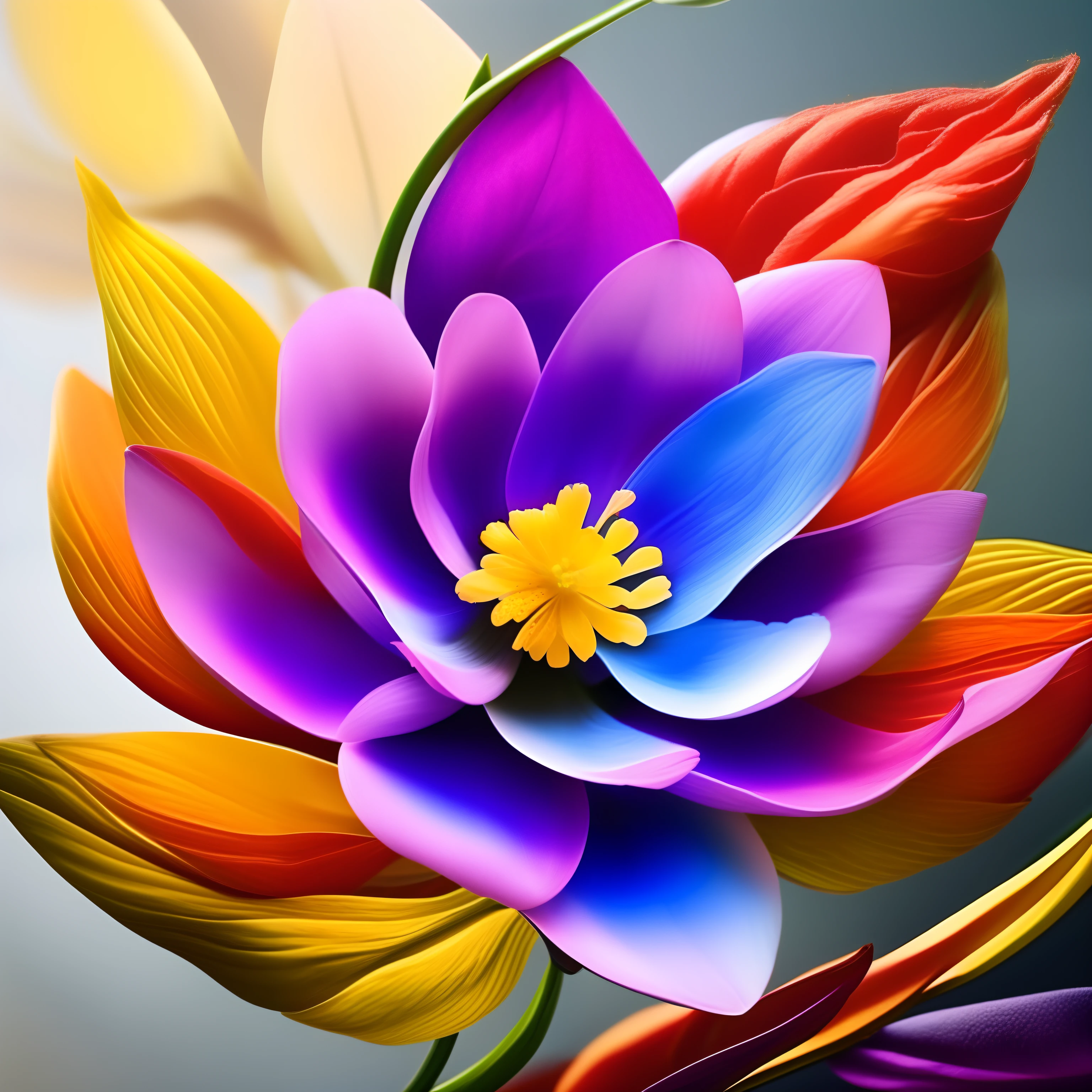 a stylized flower with multiple elements, Elemental Flowers
