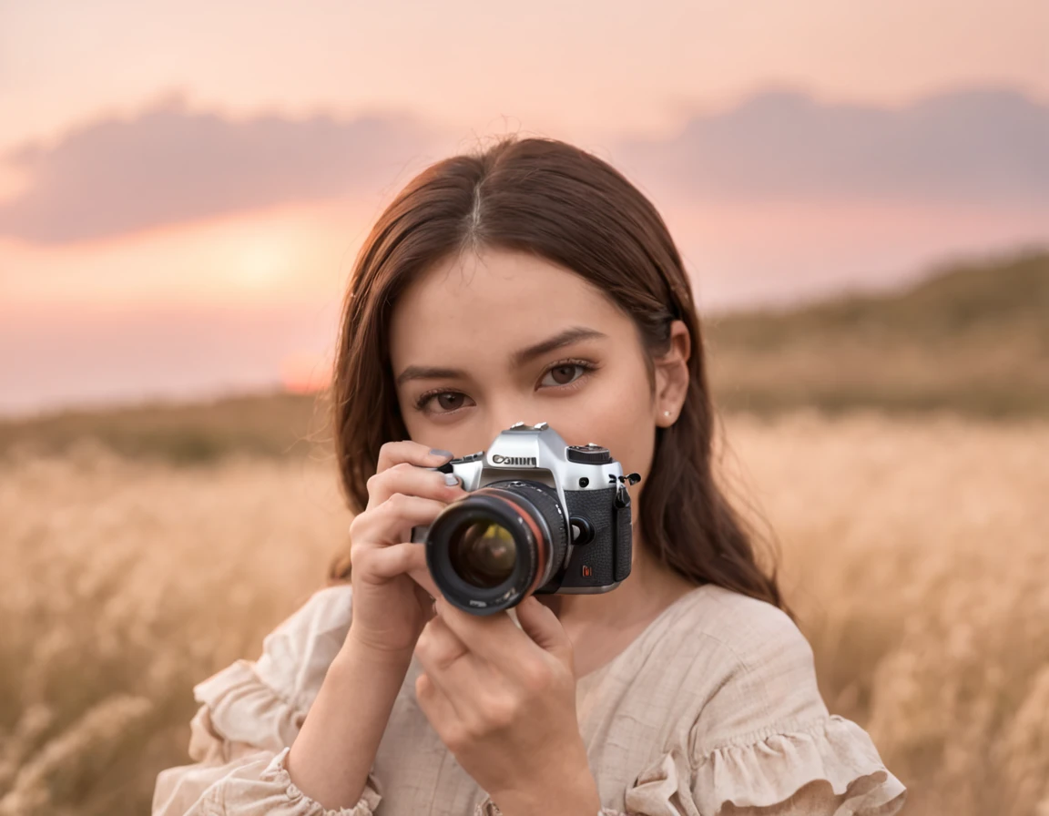 obra-prima, melhor qualidade, filme ainda, 1 girl e 1 boy, nuvens fofas, blue skies, close-up, brilhante, feliz, Soft lighting and Warm, sun sunset