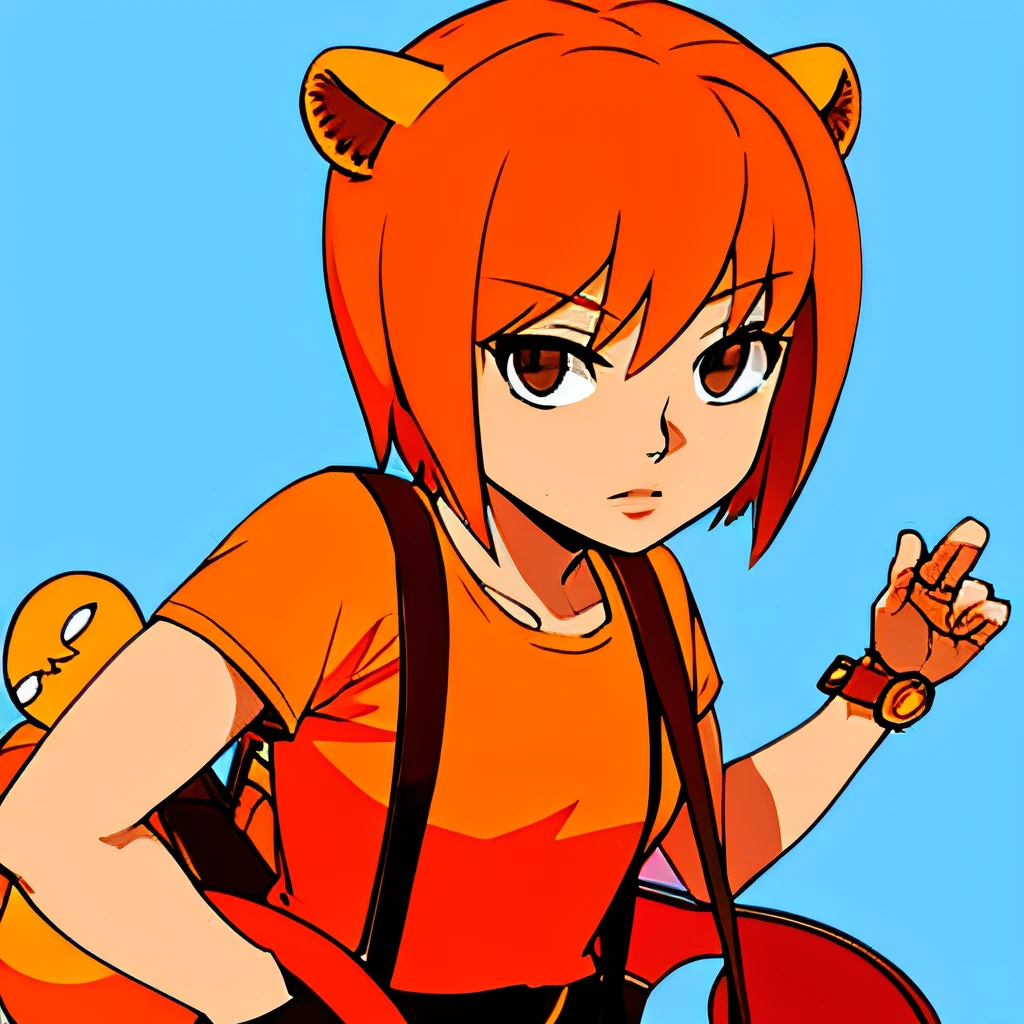 Orange jellyfish head,tigre,female,Kig system,Suspenders,vivaciousness,coda