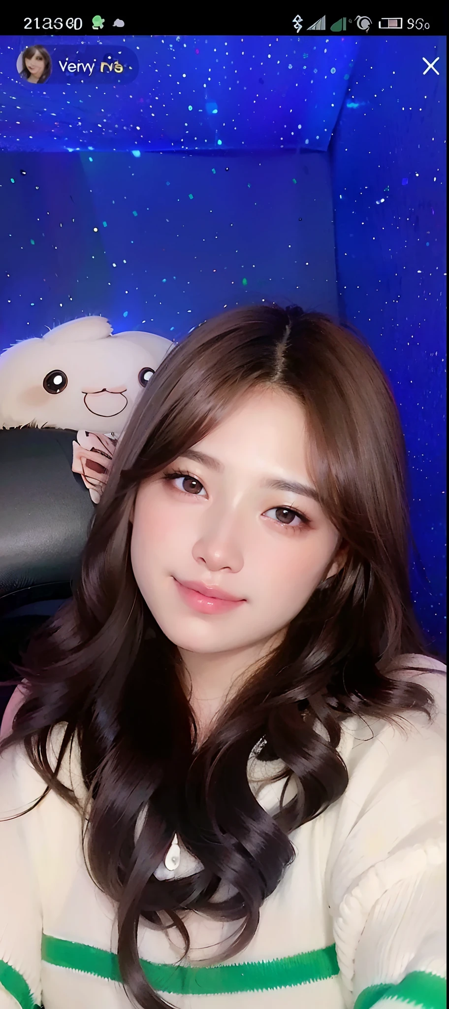 Beautiful, 1girl, brown hair, brown eye, face detail, pink lips, closed smiled mouth, cute face, white sweater and green line, extremely quality, best quality, 32K, 8K, ultra HD, smile, very beautiful, realistic