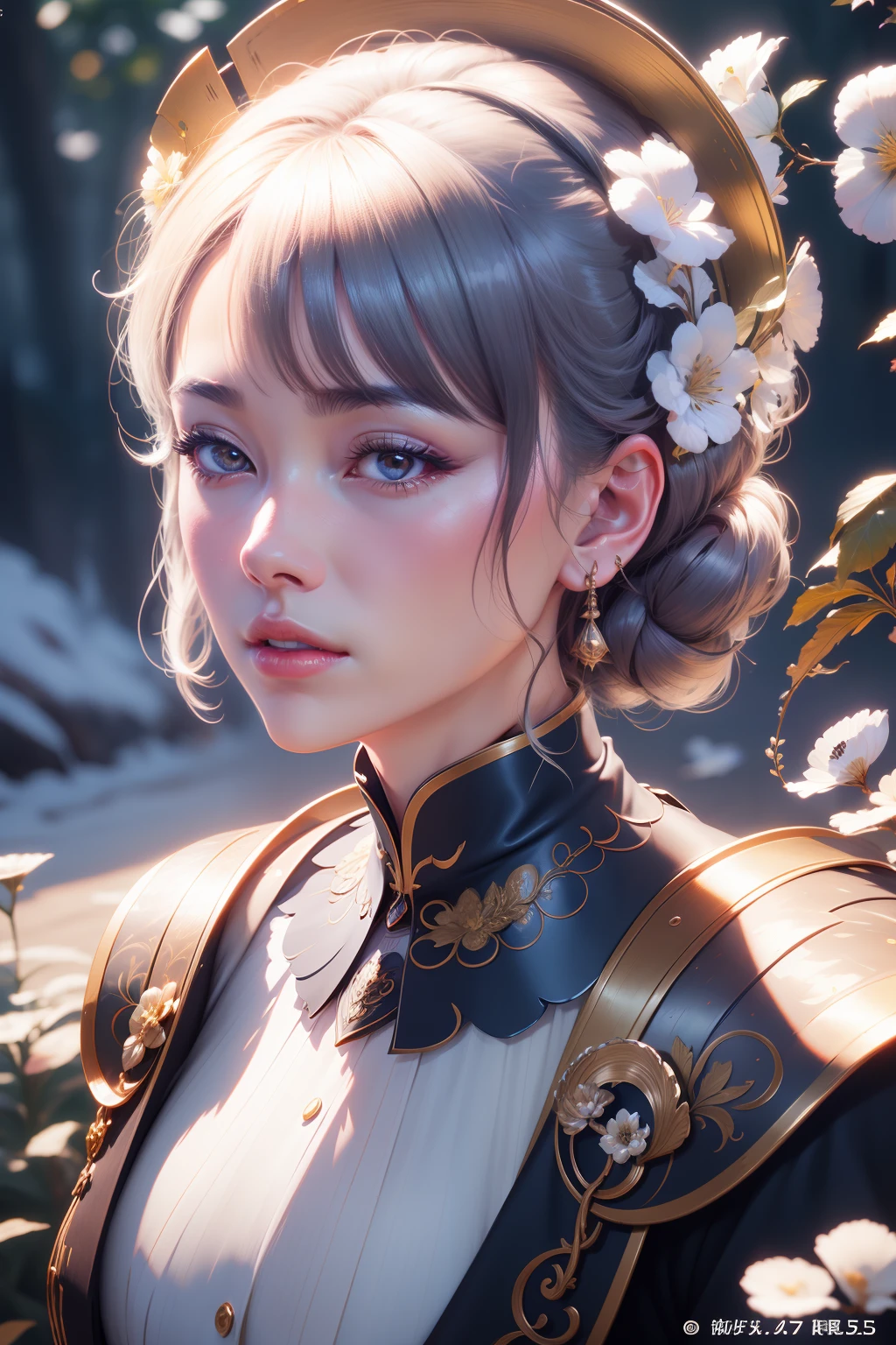 Digital portrait of a noble Japanese woman with short hair, Beautiful face, Intricate, Cinematic, realistic epic, Unreal Engine 5, Gorgeous, Exhilarating color grading, trending on artstationh, Photography, cinema shot,background starry sky，planet earth，suns，themoon，Divine light，The characters exude an air of holiness，offcial art，Extremely detailed，（The upper part of the body、Front lens）， transparent glass texture, Glows in high detail, white backgrounid, industrial design, studio lit, C4D, OC renderer, Clean shadows, 4K