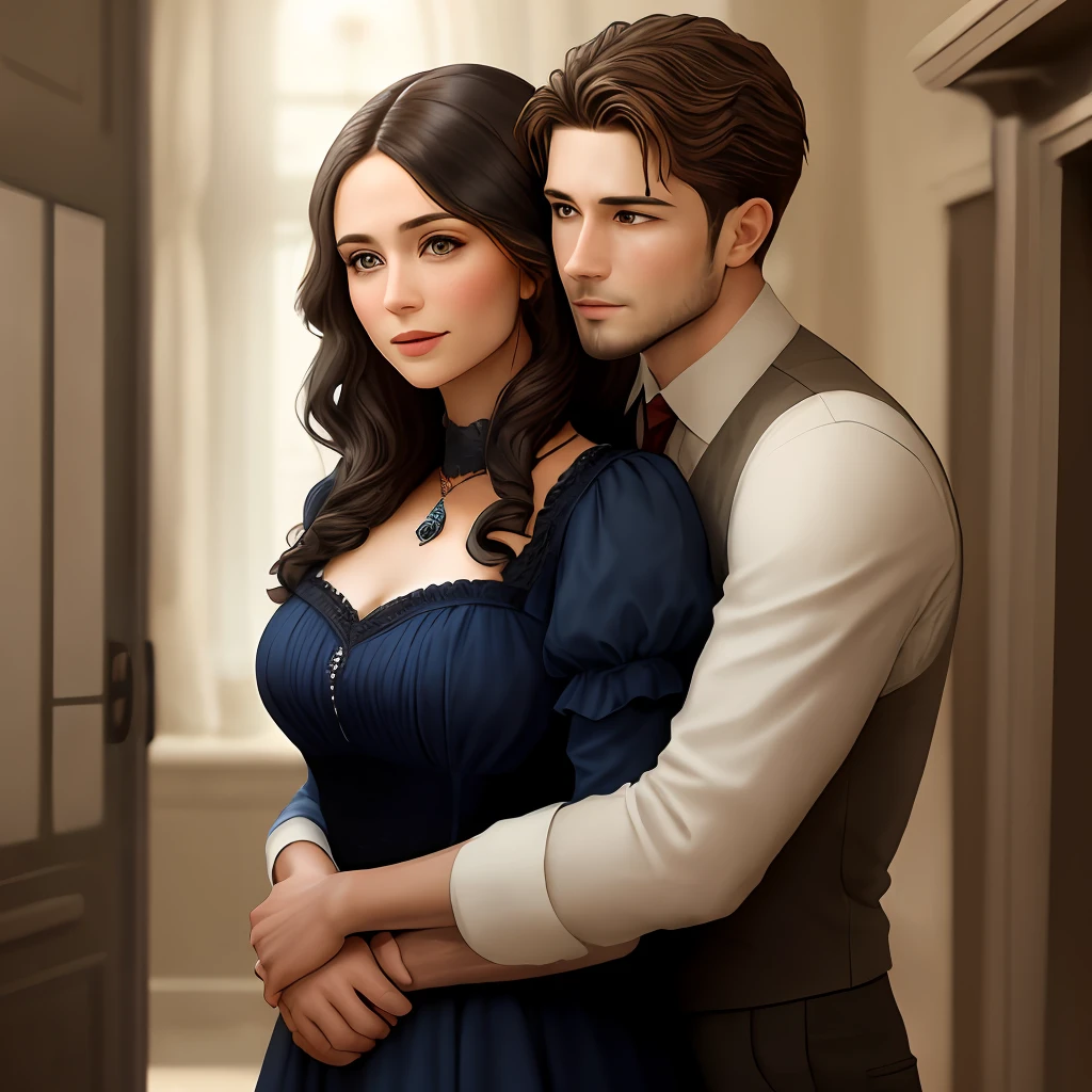 The woman holds the man's