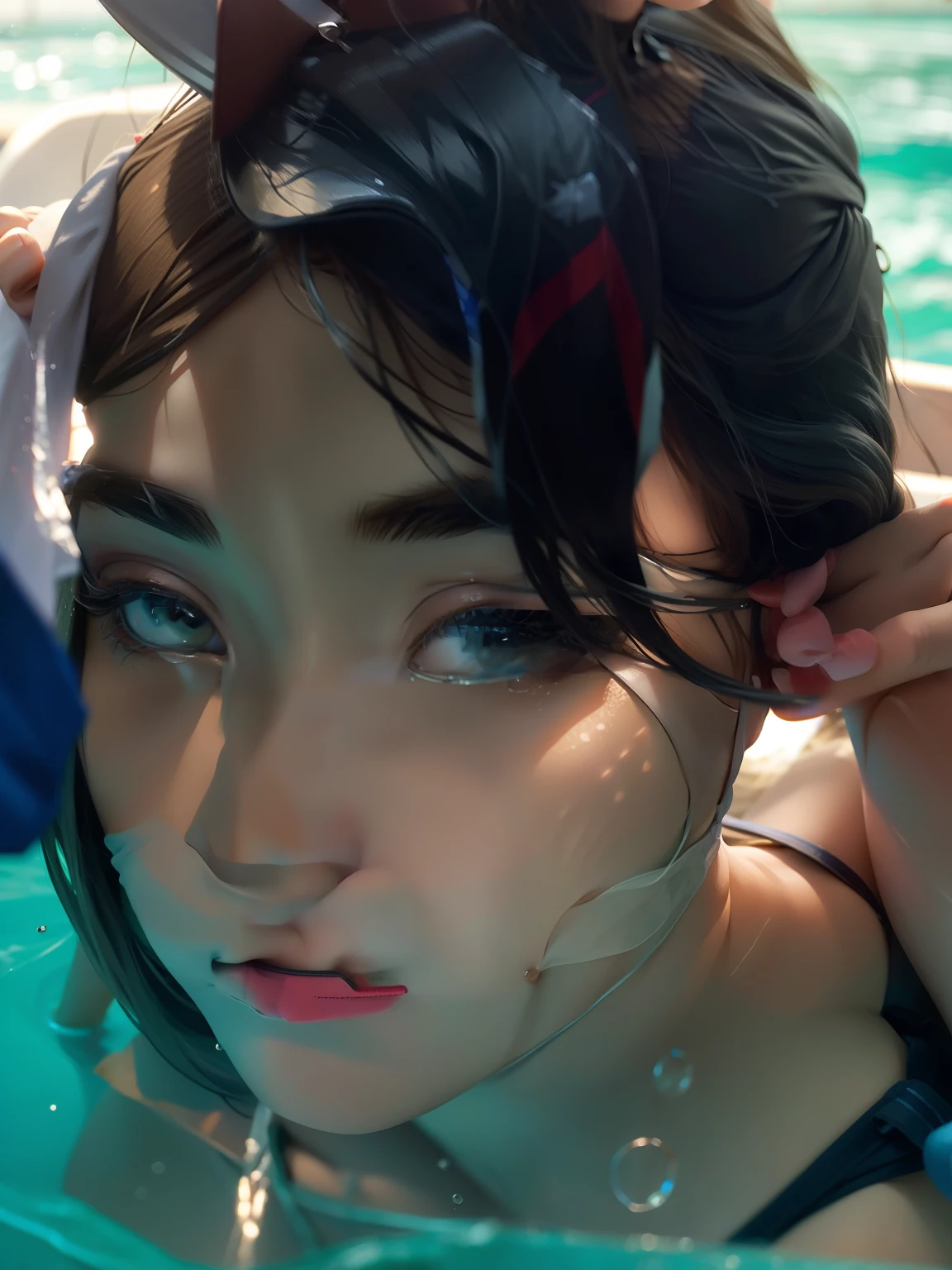 Blue water realistic face 8k ultra