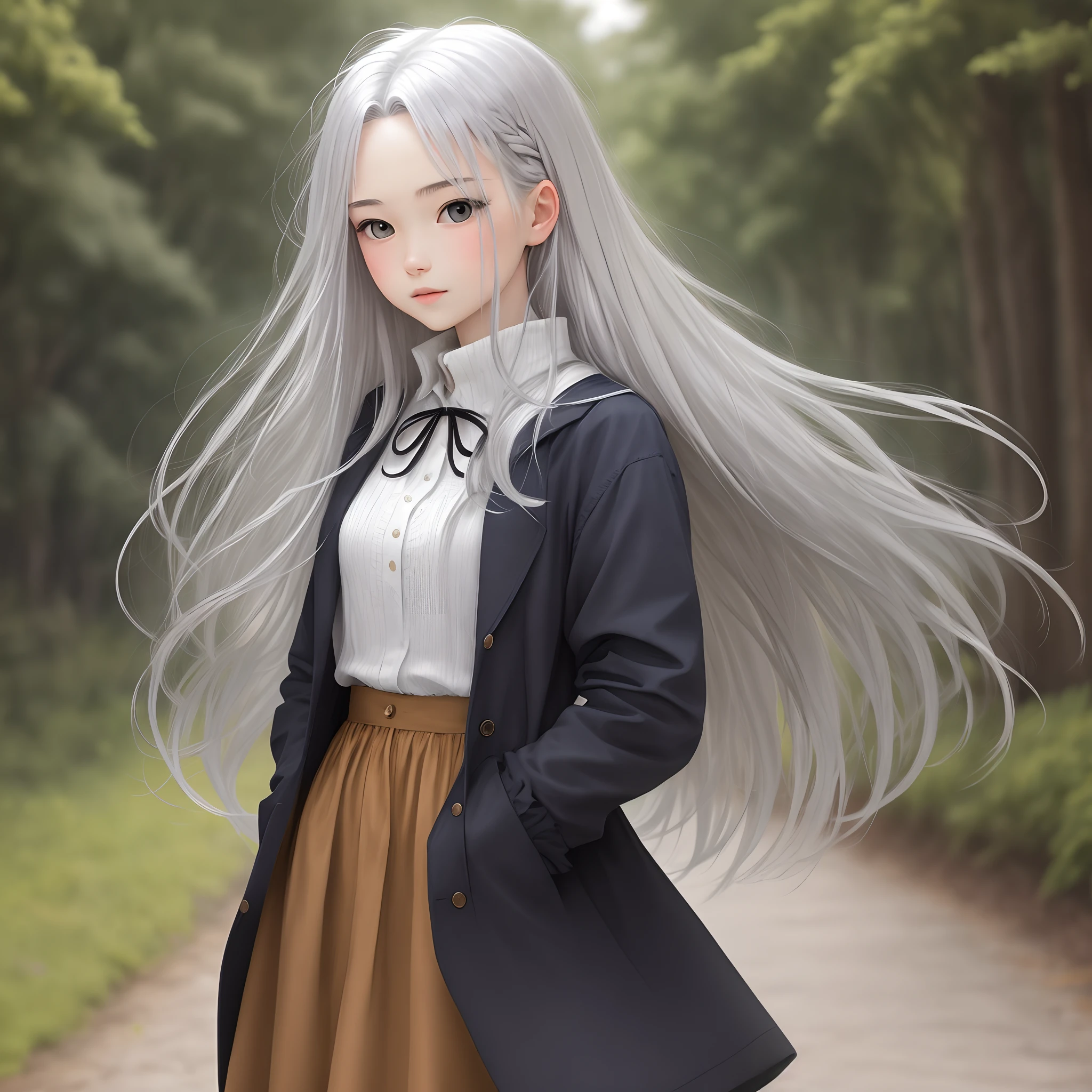 Girl with long silver hair