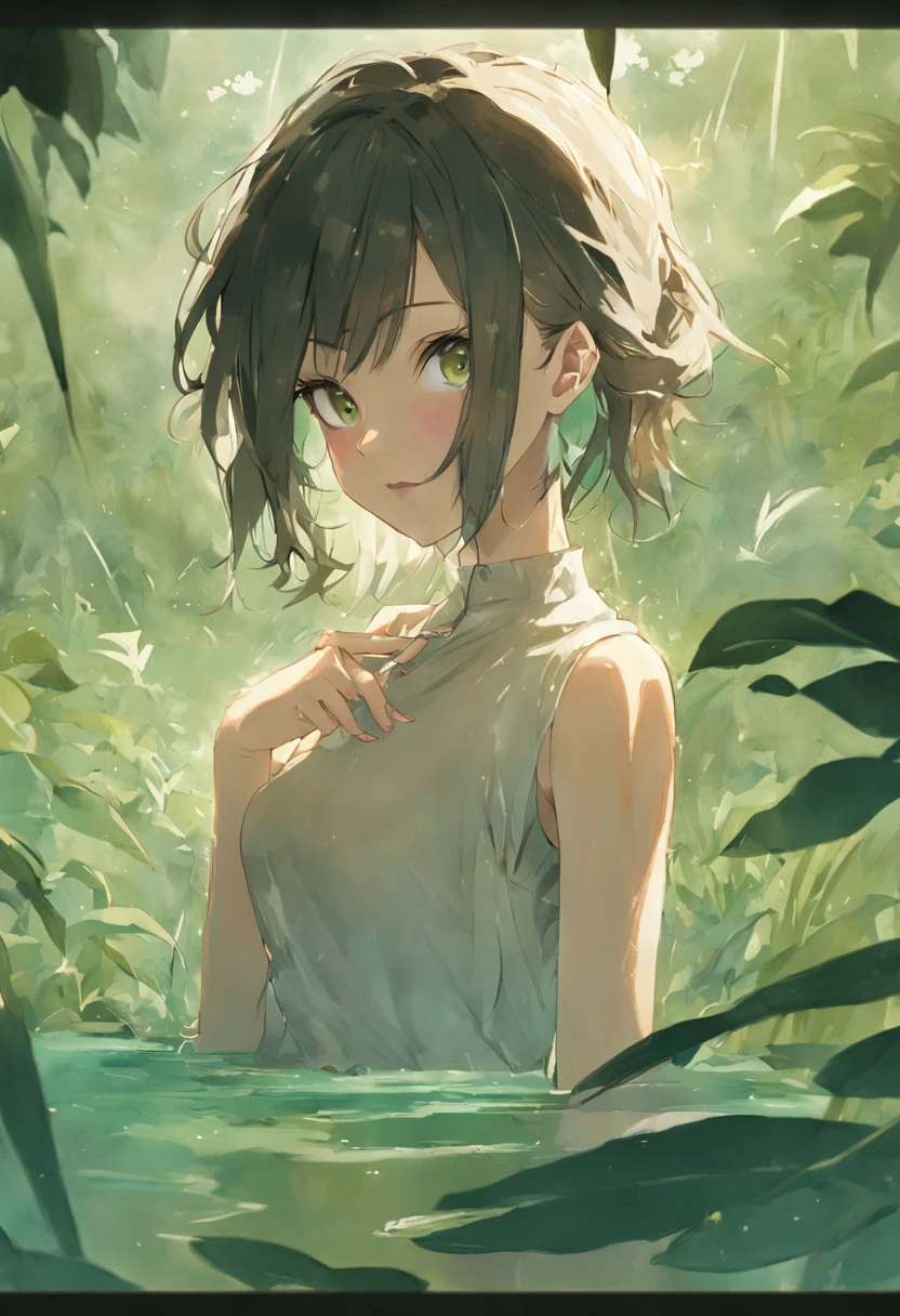 1female，41 years old，Slim，熟妇，Bigchest，Big breasts Thin waist，long leges ，Pornographic exposure， 独奏，（Background with：Lotus pond，the rainforest，bamboo forrest，Surrounded by lotus flowers） She has short black hair，standing on your feet，Sweat profusely，drenched all over the body，seen from the front， hair straight， mostly cloudy sky，（（（tmasterpiece），（Very detailed CG unity 8K wallpaper），best qualtiy，cinmatic lighting，detailed back ground，beatiful detailed eyes，Bright pupils，（Very fine and beautiful），（Beautiful and detailed eye description）Black eyes，ultra - detailed，tmasterpiece，）），facing at camera，A high resolution，ultra - detailed），revealing breasts，Bare genitalia， Bulge，legs are open，Raised sexy，Camel toes，Flushed complexion，Open-mouthed，frontage，China Princess，A ball head（Wearing：White Hanfu）