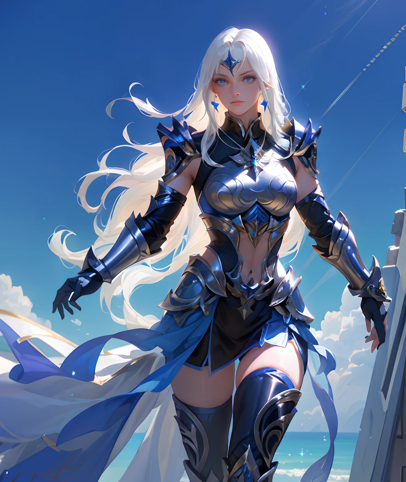 Ultra-high saturation，（tmasterpiece）， fully body photo，（best qualtiy）， （1girll）， starryskybackground，Wearing shiny gold armor， Sexy lingerie type armor，Expose your chest，Expose the waistline，Exposing thighs，cool-pose， Saint Seiya Armor， messy  hair，high detal, Anime style, Cinematic lighting, Sparkle, god light, Ray traching, filmgrain, hyper HD, textureskin, super detailing, Anatomical correct, A high resolution，Ultra-high saturation，hight contrast，High-gloss armor，Smooth skin，Serious expressions,Dark room,