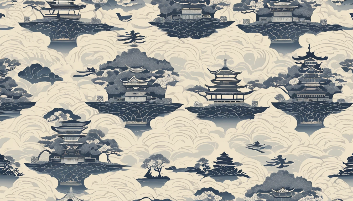 "Envision an enchanting wallpaper pattern composed of a rhythmic arrangement of iconic Japanese symbols, each adding a layer of cultural depth and significance.
The delicate sakura blossom, symbolizing renewal and fleeting beauty, is interspersed among intricate '卍' (manji) symbols, representing harmony, eternity, and the cycle of life.
Mystical 'Dragon' (ryu) dragons coil gracefully amidst swirling clouds, embodying power, transformation, and protection. The torii gate stands resolute, marking the transition from the secular to the sacred.
Elegant kanji characters '愛' (ai) for love, 'Courage' (yuuki) for courage, and 'Peace' (heiwa) for peace, seamlessly integrate into the design, adding profound meaning.
A tranquil pond reflects the moon's serene glow, adorned with '鶴' (tsuru) cranes, symbols of longevity and good fortune. Beneath the surface, 'Sea' (umi) waves ebb and flow, representing life's constant changes.
Bamboo shoots, a representation of resilience and growth, rise gracefully amid the composition. Lanterns sway gently, casting warm illumination and symbolizing guidance.
The color palette harmonizes deep indigos, tranquil blues, and soft whites, creating a sense of serenity and reverence. This intricate wallpaper pattern is a visual journey through the layers of Japanese symbolism, inviting you to immerse yourself in their wisdom and beauty."