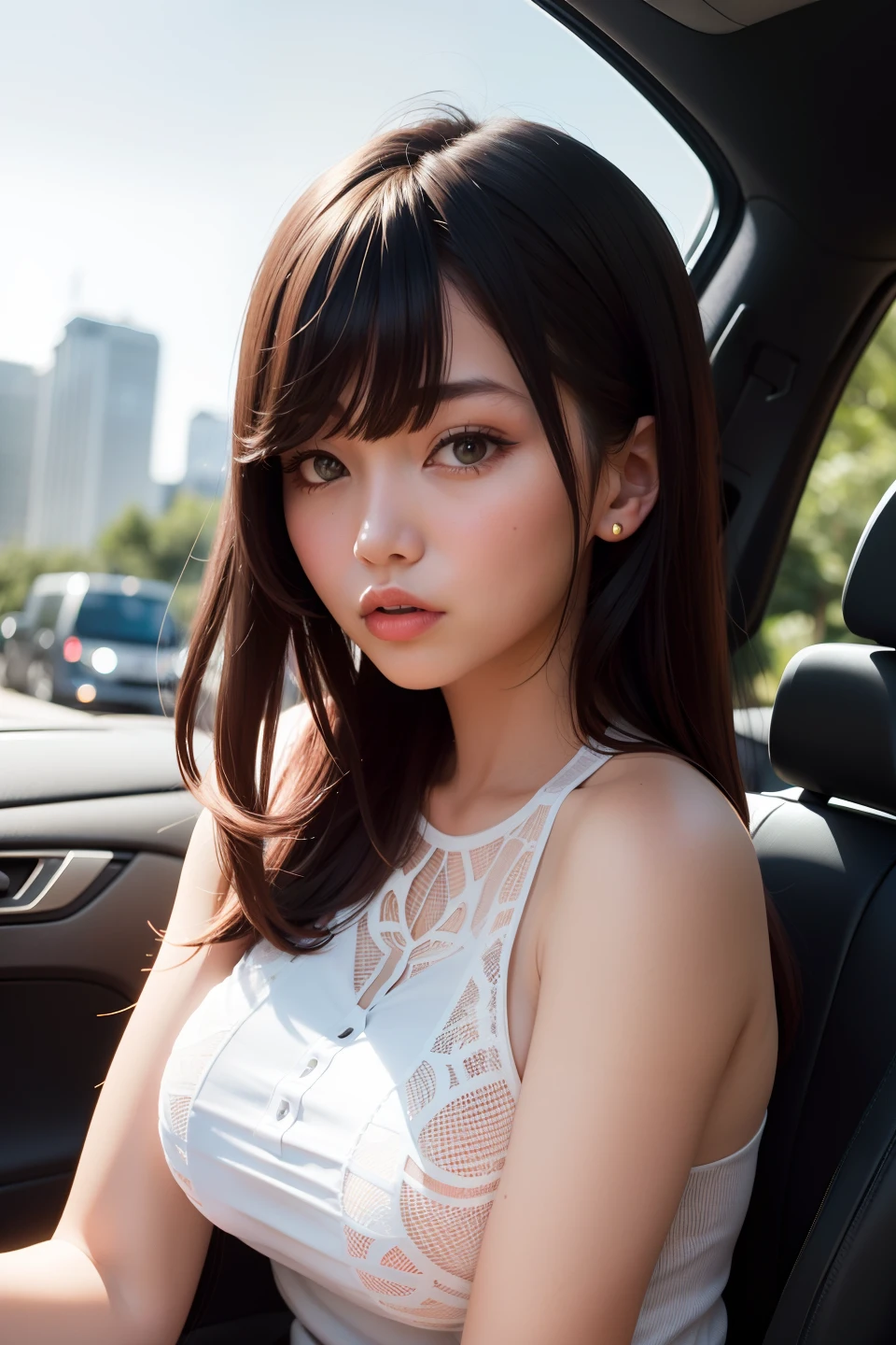1girll, full bodyesbian, huge-breasted, Black clothes