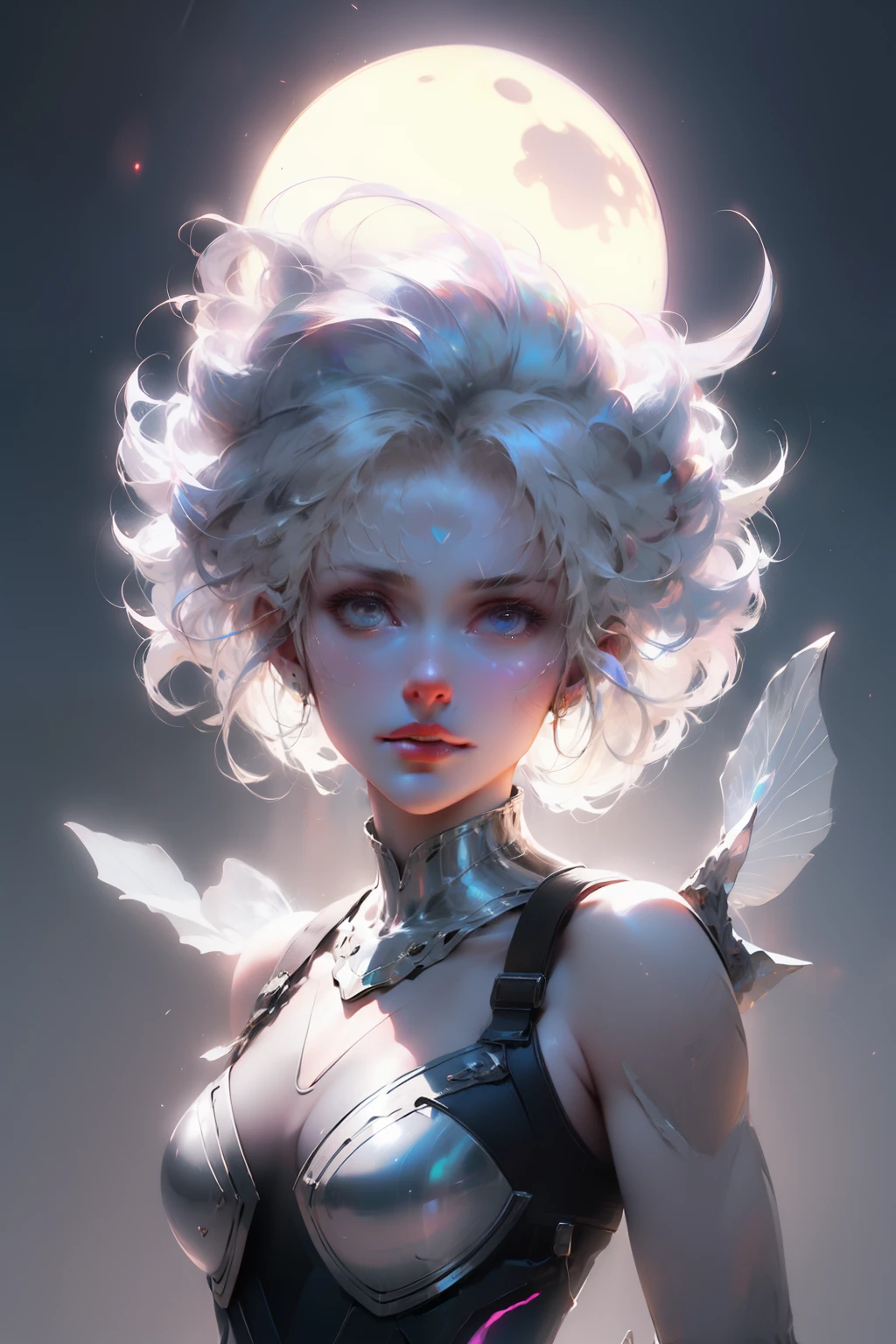 goddes. scientific fiction,planet earth,suns,themoon,Divine light,The characters exude an air of holiness,offcial art,Extremely detailed,(The upper part of the body、Front lens), Irridescent color,The Arthur effect,, Gradient translucent glass melt,transparent glass texture, Glows in high detail, white backgrounid, industrial design, studio lit, C4D, OC renderer, Clean shadows, 4K,Face the lens,The upper part of the body