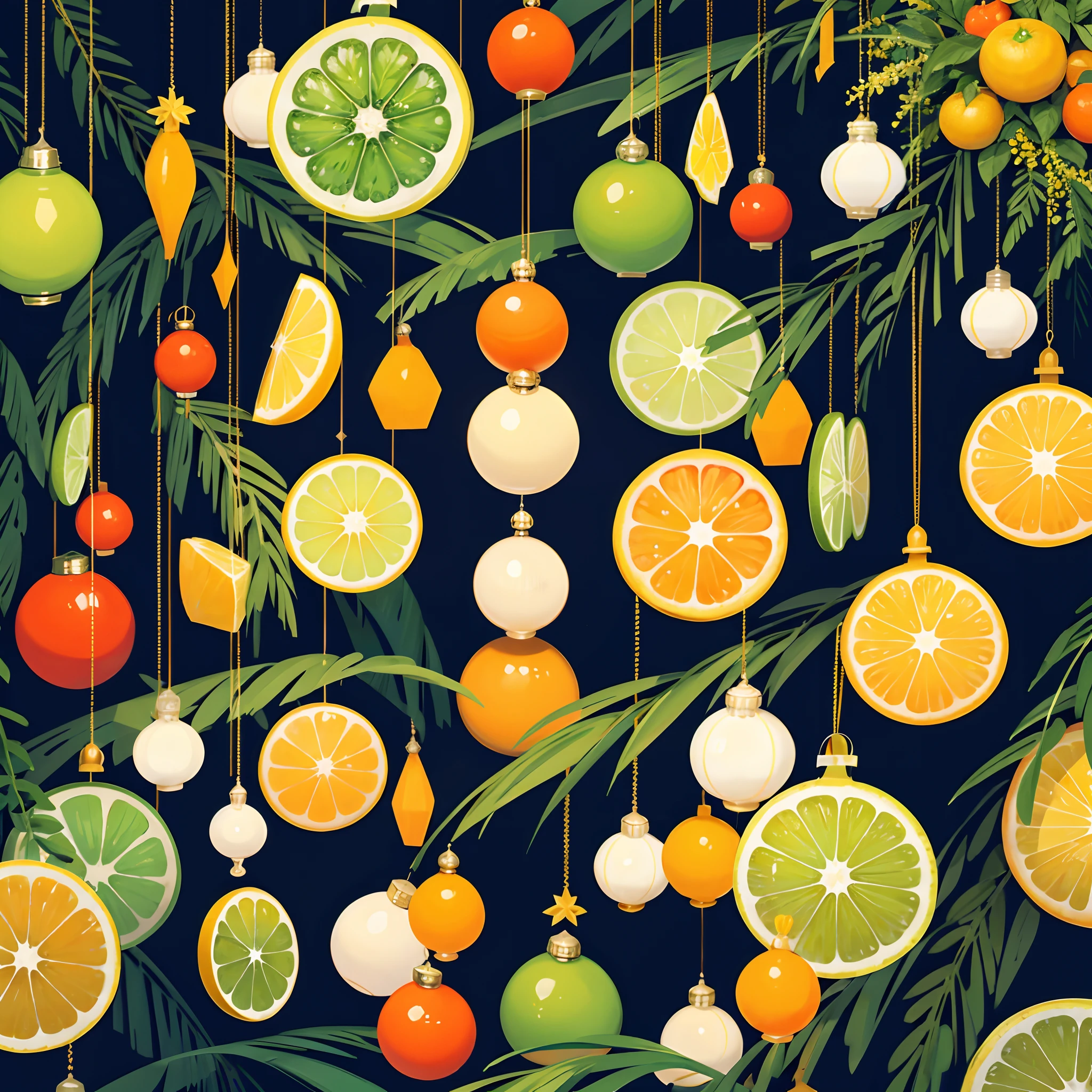 lemons and oranges pattern, ((ornament)))