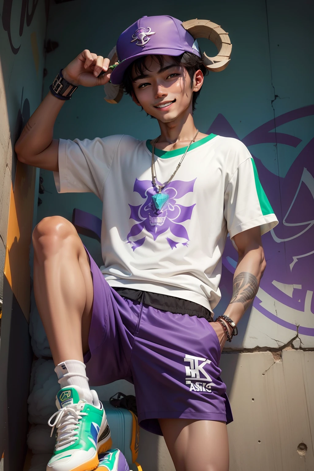 The skin tone becomes whiter,The face becomes a little more handsome,Show a confident smile