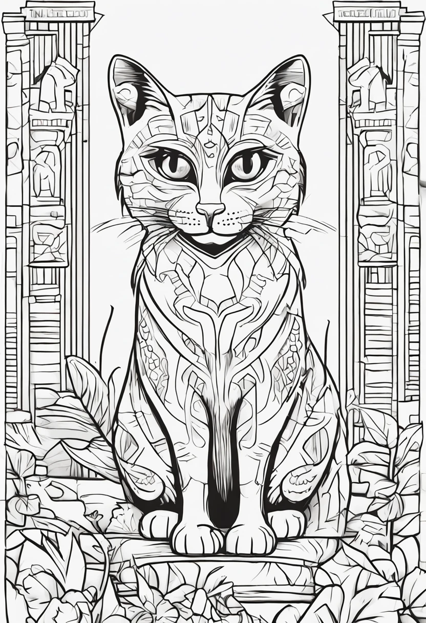 B/w Sketch art for children coloring book page,Kids coloring pages, colorido vintage Pintura de gatos, Breed cats, sob muros de uma cidade, Belos detalhes. Egyptian cat style, Salto, Sketch style, full-body animations (((((fundo Branco))))), Use only the outline, estilo dos desenhos animados, arte de linha, livro para colorir, Arte de linha limpa, fundo Branco, Sketch Style many of the Buttons watercolor style Sketch Sketch