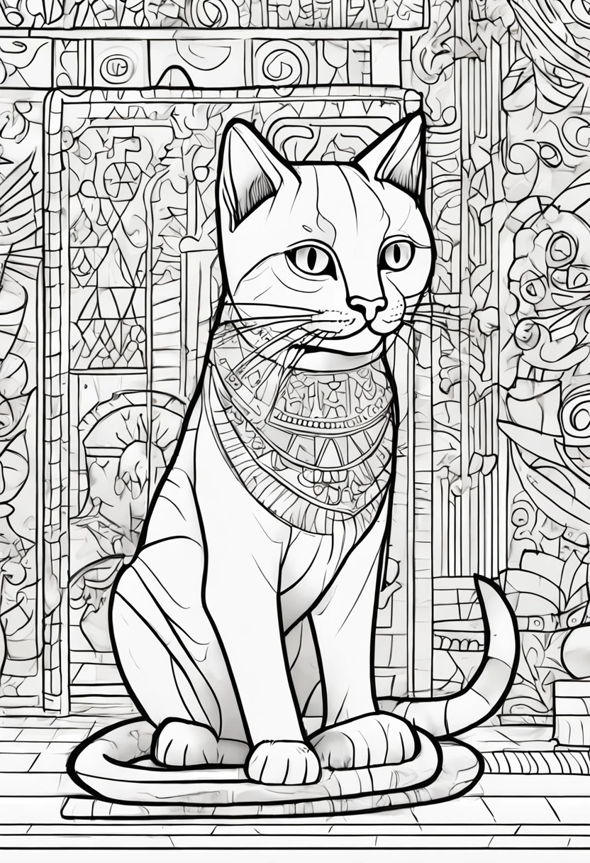 B/w Sketch art for children coloring book page,Kids coloring pages, colorido vintage Pintura de gatos, Breed cats, sob muros de uma cidade, Belos detalhes. Egyptian cat style, Salto, Sketch style, full-body animations (((((fundo Branco))))), Use only the outline, estilo dos desenhos animados, arte de linha, livro para colorir, Arte de linha limpa, fundo Branco, Sketch Style many of the Buttons watercolor style Sketch Sketch