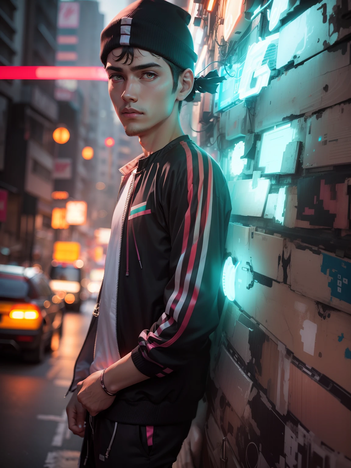 Background cyber city clothes brighting neon