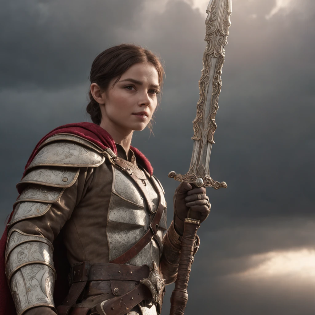 (professional 3d render:1.3) (Realistic:1.3) most beautiful artwork photo in the world, Features a magical and shiny sword in the foreground, excalibur, ((Epic hero fantasy sword)), (sky with clouds or a hurricane in the backgrounds: 1.3), Majestic environment)), 8k unity render, very lighting, Detailed, (vibrant, photograph realistic, Realistic, Dramatic, Dark, Sharp focus, 8K), (Intricate:1.4), (Highly detailed:1.4), Digital painting, rendering by octane, art stations, concept-art, smooth, Sharp focus, illustration, Art germ, (loish:0.23), (Global illumination, Studio light, volumettic light), heavy rain, particles floating, fantasy,
