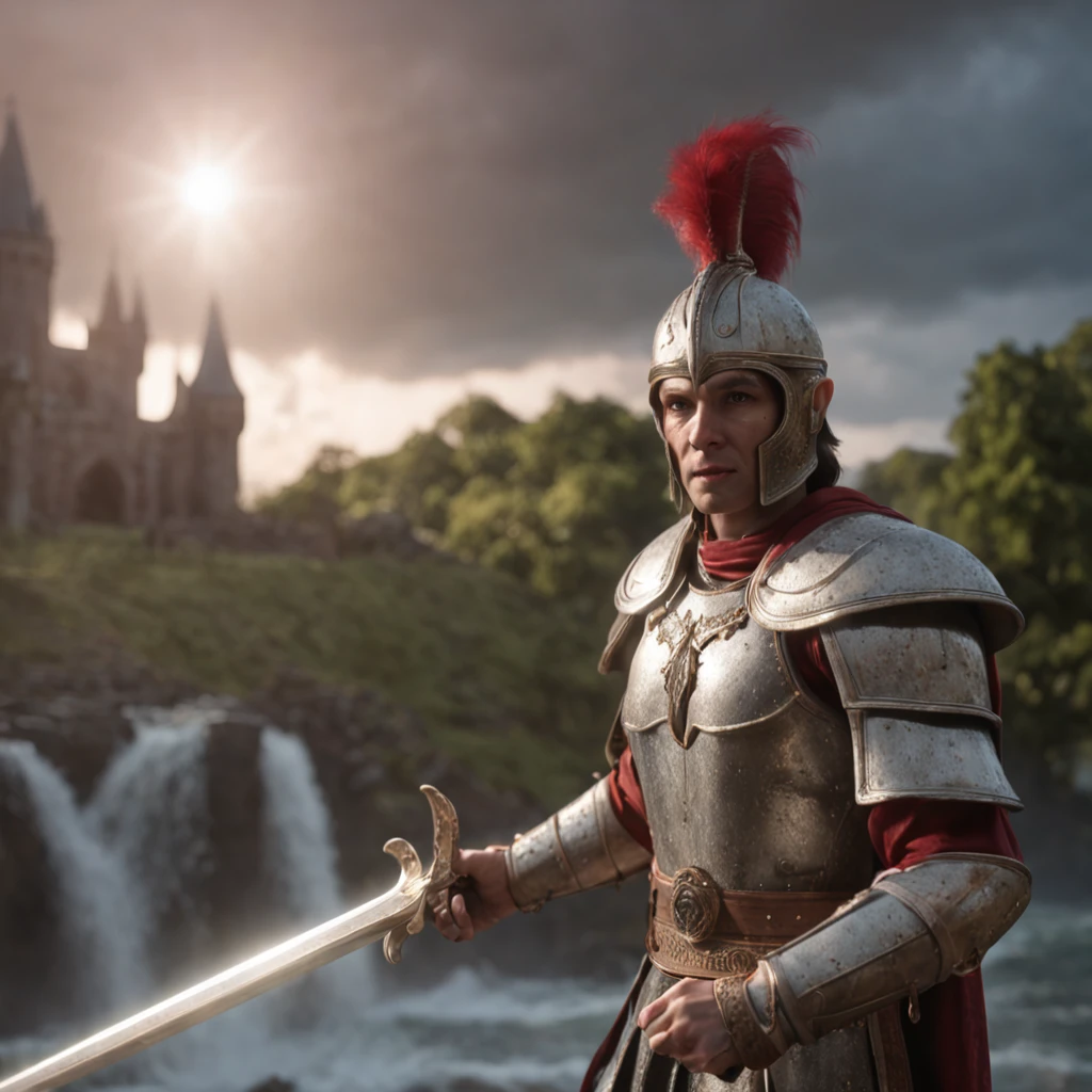 (professional 3d render:1.3) (Realistic:1.3) most beautiful artwork photo in the world, Features a magical and shiny sword in the foreground, excalibur, ((Epic hero fantasy sword)), (sky with clouds or a hurricane in the backgrounds: 1.3), Majestic environment)), 8k unity render, very lighting, Detailed, (vibrant, photograph realistic, Realistic, Dramatic, Dark, Sharp focus, 8K), (Intricate:1.4), (Highly detailed:1.4), Digital painting, rendering by octane, art stations, concept-art, smooth, Sharp focus, illustration, Art germ, (loish:0.23), (Global illumination, Studio light, volumettic light), heavy rain, particles floating, fantasy,