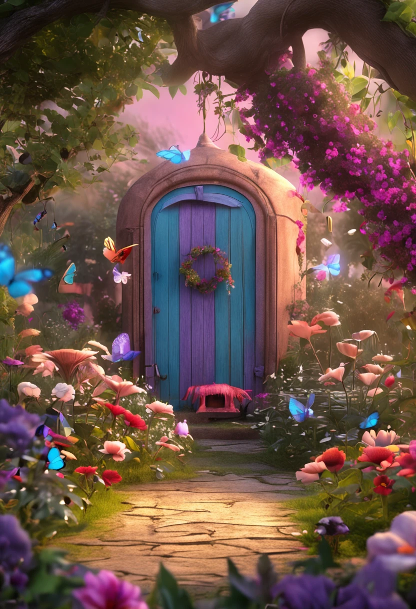 For me to create a photographic background with a charming garden theme, ecological elements of flowers, butterflies, trees, birds and everything very colorful