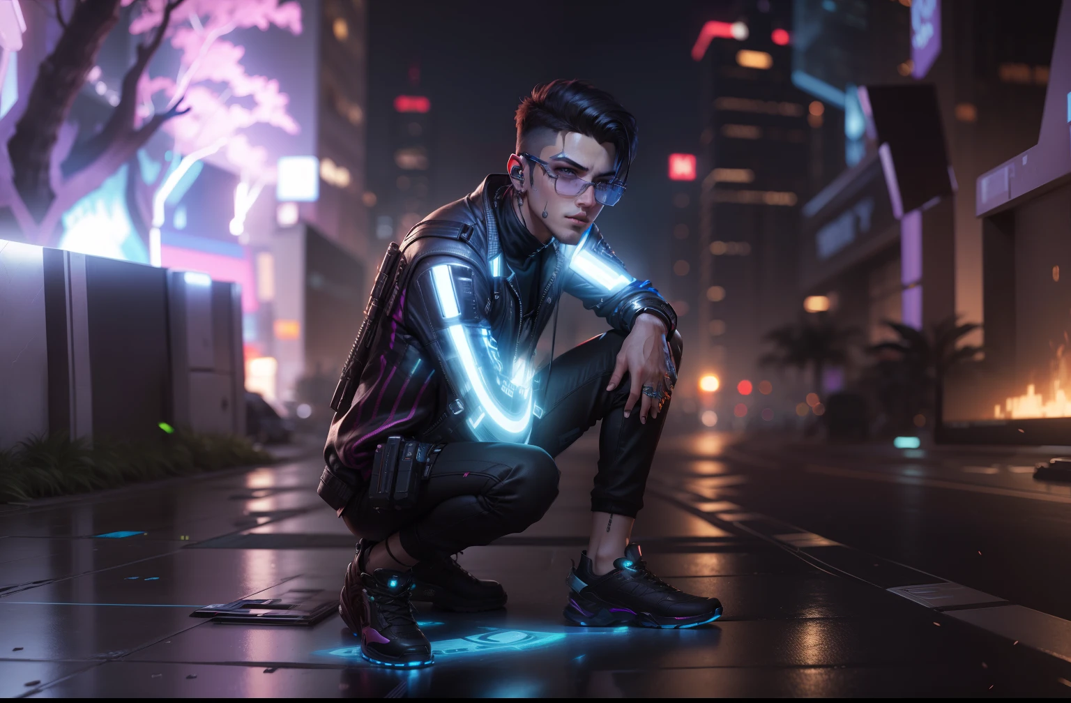 Change background cyberpunk handsome boy, realistic, 8k, ultra realistic,