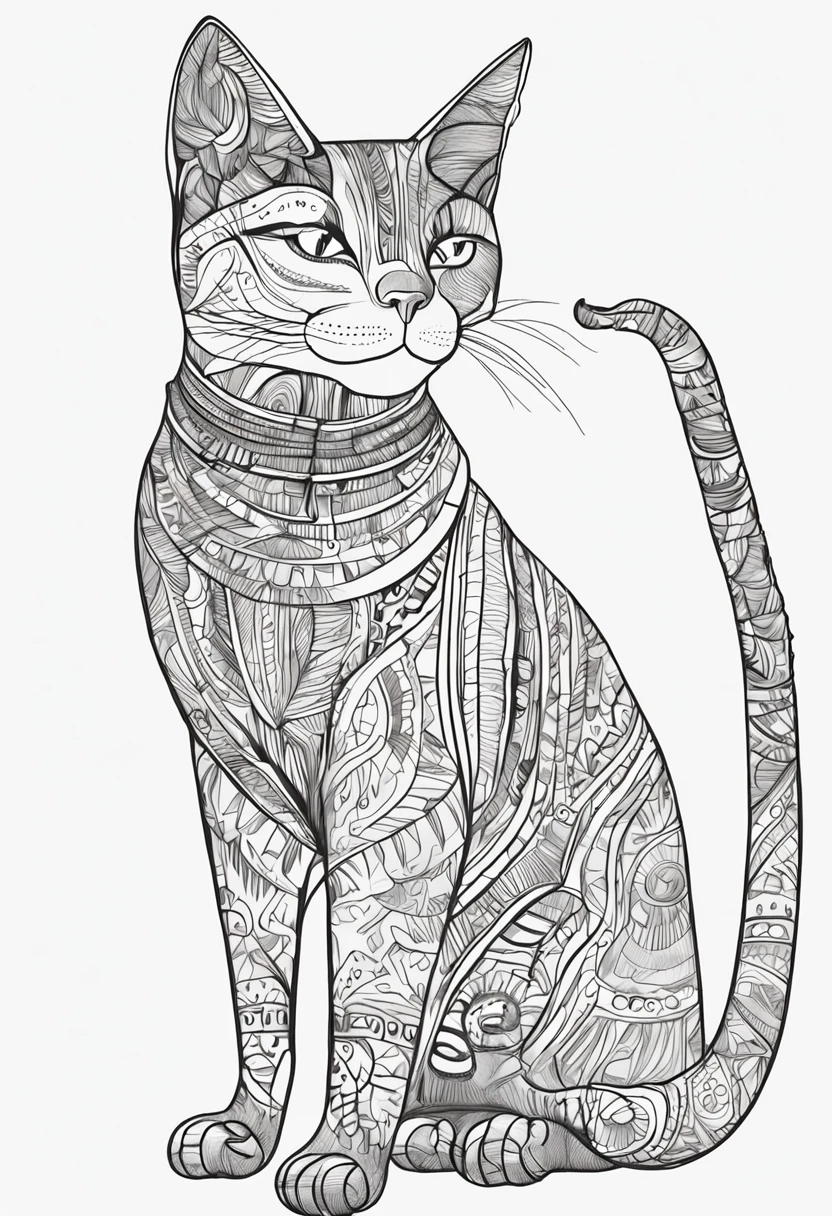 B/w Sketch Art for Kids coloring book page for coloring, linhas fortes, linhas em negrito, Kids coloring pages, Pintura colorida do gato vintage, Cat breed, sob muros de uma cidade, belos detalhes. Egyptian cat style, Saltar, Sketch style, full-body animations (((((fundo branco))))), Use only the outline, estilo dos desenhos animados, arte de linha, livro para colorir, Arte de linha limpa, fundo branco, Sketch style many of the buttons watercolor style Sketch sketch