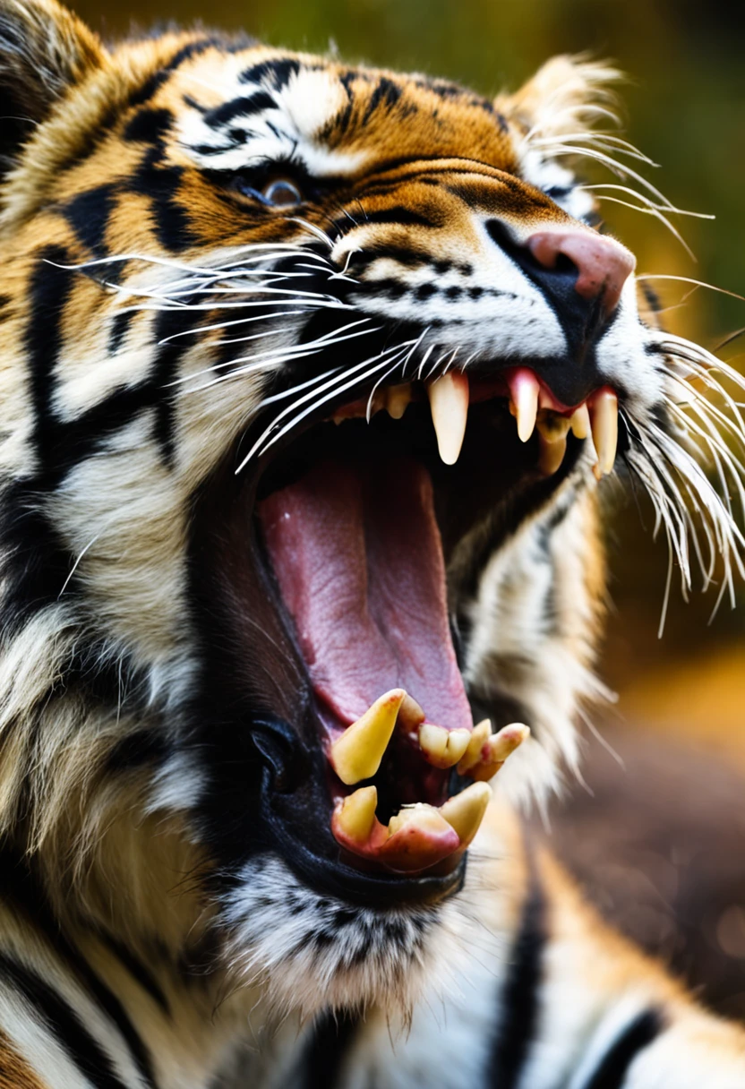 um macaco com dentes de tigre