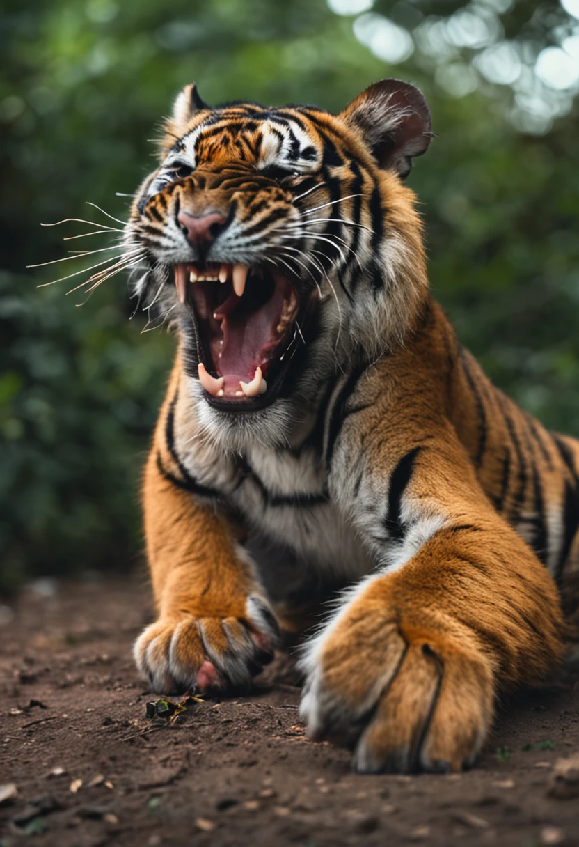 um macaco com dentes de tigre