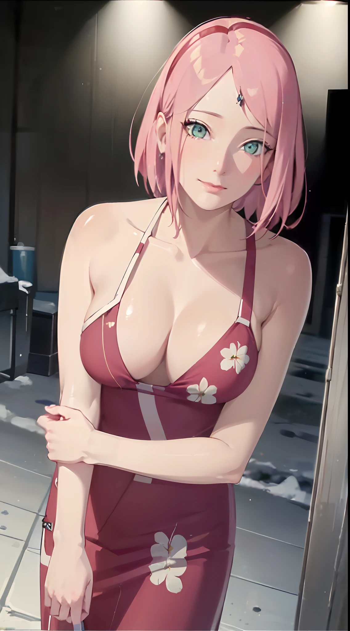 ((((masterpiece, best quality, high resolution)))), Extremely detailed 8K, Beautiful girl with slender body, (Ultra HD, Ultra-detailed, Highly detailed, Highly realistic, Ultra-realistic, photograph realistic), (1girl:1.5), (dynamic poses), facing at camera, light smile, average breasts, cleavage, (beautiful detailed face, beautiful detailed eyes), fluffy off-shoulder yukata, summer festival in background, cityscape scenery, street, night light, night time