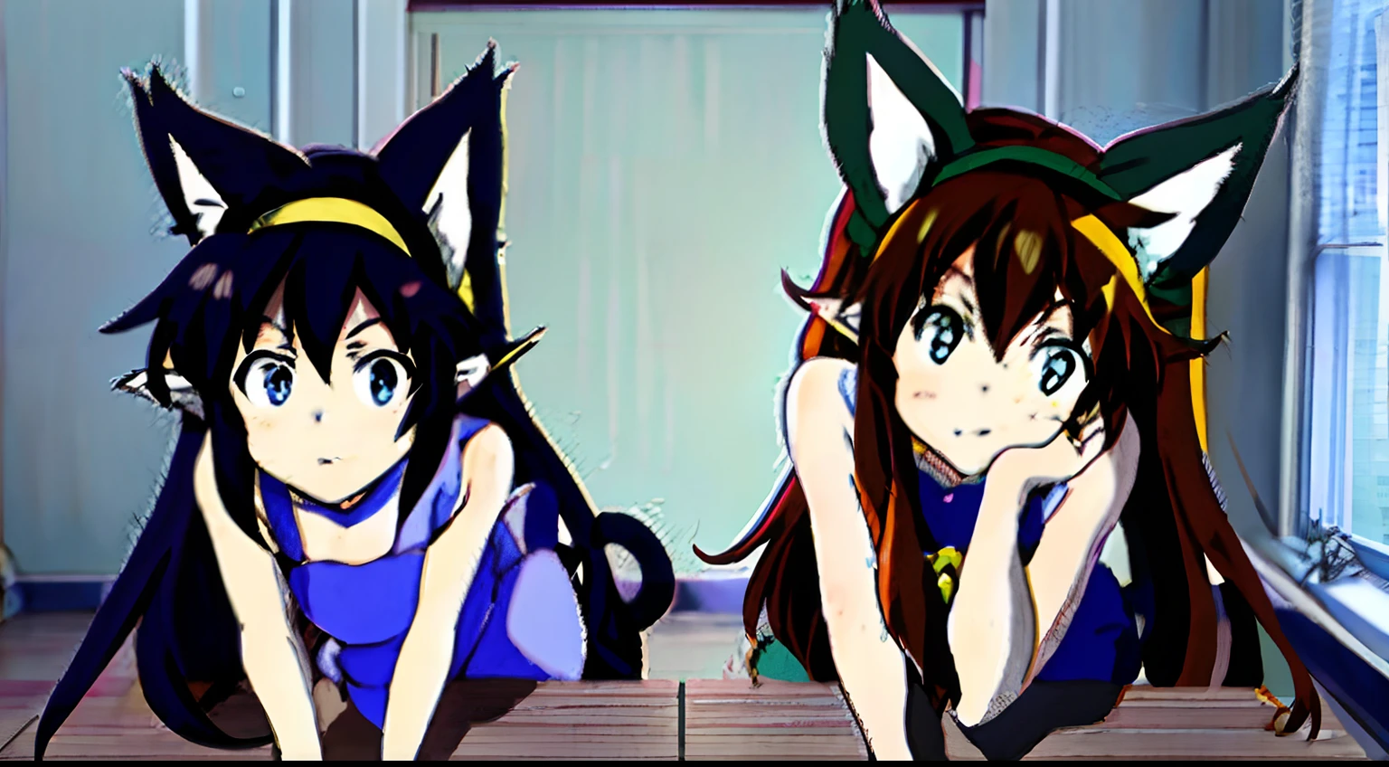 Draw a cat with a headband and ears, clean anime outlines, anime girl with cat ears, Girl with cat ears, anime catgirl, anime shading), Simple lines of art, flat anime style shading, Line sketch!!, no shade, Outlined!!!, anime shading, in an anime style, linear art, with bunny ears, Anime moe art style cat ears
