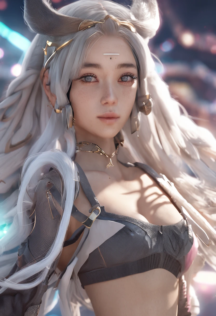Ultra-detailed complex 3D rendering of the face, (masterpiece, top quality, octane rendering,), glamour shots full body image, very beautiful young elves, cleavage, (highly detailed skin: 1.2), (exposure: 1.1), ((blue micro bikini: 1.95)))). , 8k, (((very soft breasts)), (((conspicuous large pink areola)), beautiful Caucasian woman with white skin with full soft breasts with big buttocks, one, long braided hair, big breasts, dynamic angles, (((huge breasts: 2.4)), ultra-realistic photos, ((((((silver hair)))), futuristic urban background, facial muscles, (((((detailed and glamorous silver crown)))), In the style of Marvel Comics, ArtStation Trends, Clear Focus, Intricate Details, Very Detailed, Detailed Green Eyes, Sharp Focus, Digital Rendering, Professional, Abs, Lip Gloss, Glossy Skin, Sexy Pose, Golden Tattoo All Over Body, Silver Pattern All Over Body, Silver Lame Skin, Gold Glitter Skin, Mansuji, Buttocks, Jeweled All Over the Body, with silver scales, silver hair,