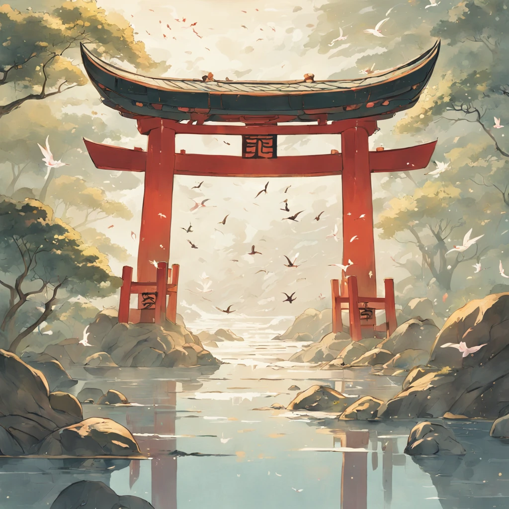 "Envision an enchanting wallpaper pattern composed of a rhythmic arrangement of iconic Japanese symbols, each adding a layer of cultural depth and significance.
The delicate sakura blossom, symbolizing renewal and fleeting beauty, is interspersed among intricate '卍' (manji) symbols, representing harmony, eternity, and the cycle of life.
Mystical 'Dragon' (ryu) dragons coil gracefully amidst swirling clouds, embodying power, transformation, and protection. The torii gate stands resolute, marking the transition from the secular to the sacred.
Elegant kanji characters '愛' (ai) for love, 'Courage' (yuuki) for courage, and 'Peace' (heiwa) for peace, seamlessly integrate into the design, adding profound meaning.
A tranquil pond reflects the moon's serene glow, adorned with '鶴' (tsuru) cranes, symbols of longevity and good fortune. Beneath the surface, 'Sea' (umi) waves ebb and flow, representing life's constant changes.
Bamboo shoots, a representation of resilience and growth, rise gracefully amid the composition. Lanterns sway gently, casting warm illumination and symbolizing guidance.
The color palette harmonizes deep indigos, tranquil blues, and soft whites, creating a sense of serenity and reverence. This intricate wallpaper pattern is a visual journey through the layers of Japanese symbolism, inviting you to immerse yourself in their wisdom and beauty."