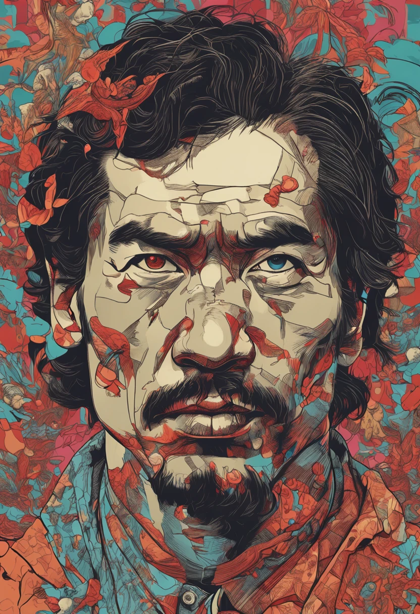 Manny Pacquiao in boxing gloves, Cybernetics implant thread, No estilo de Adrian Ghenie Esao Andrews Jenny Saville, Surrealist dark art，Takato, James Jean Yamamoto（James Jean Takato Yamamoto）and BLII Sienkiewicz, trending on artstationh, foco nítido, studio photo, intricately details, highly  detailed, director: greg rutkovsky, Intricate details of the face, TM Ninja, TM Samurai, Poster style, pictogram, vivd colour, vectorstyle, number art, 4K, intricately details, hypnotized, Professionally made, Beautiful vector illustration, 12k resolution, ..。.3D, All characters are complete and verbose, highly  detailed, vibration, hyper qualit, ultra-realistic realism, rendering, octan render]