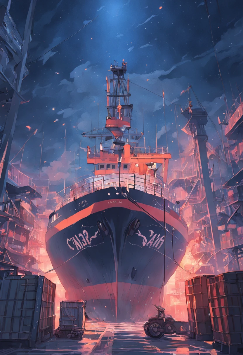 a cargo ship in dock