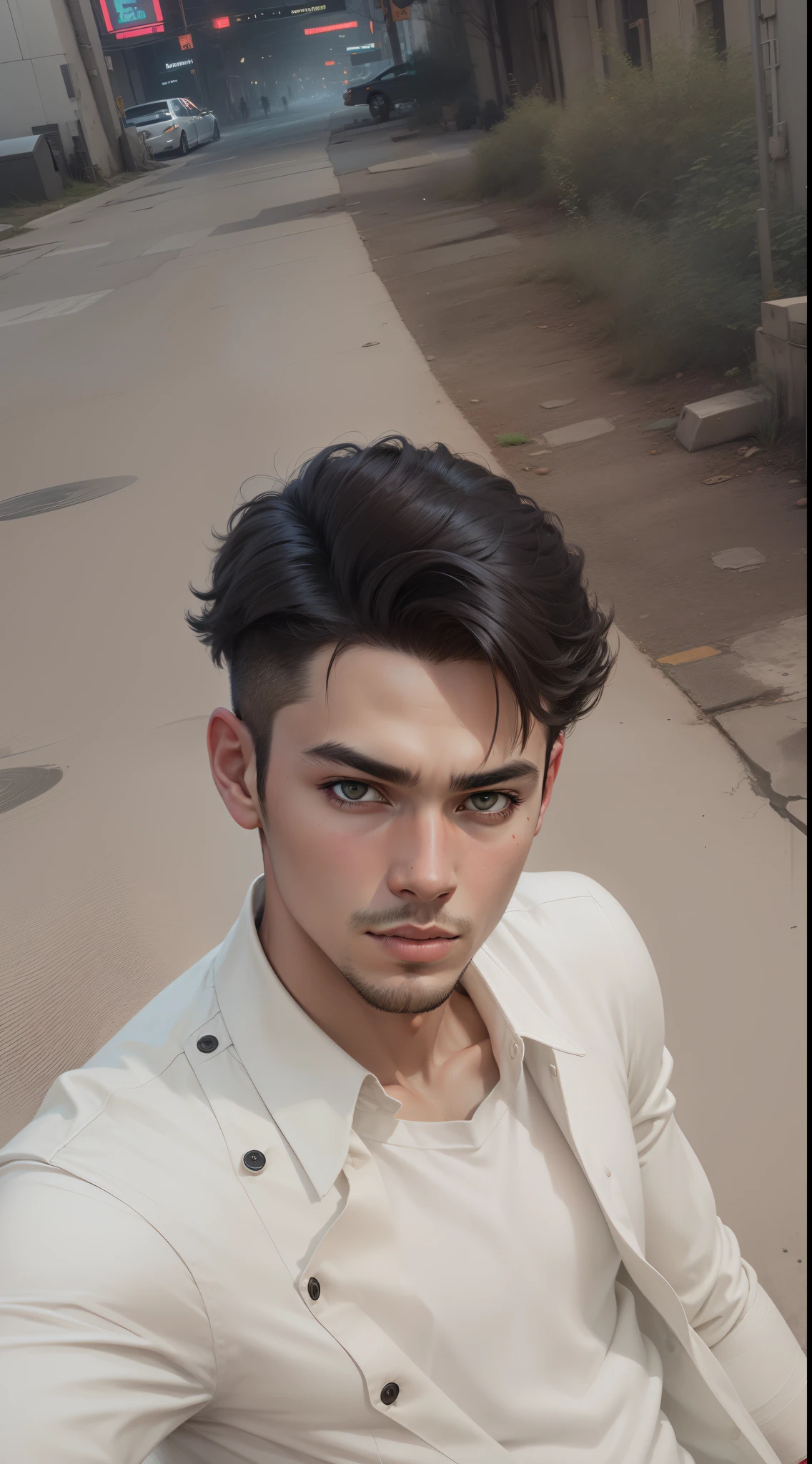 Change background cyberpunk handsome boy,realistic,face,8k,ultra