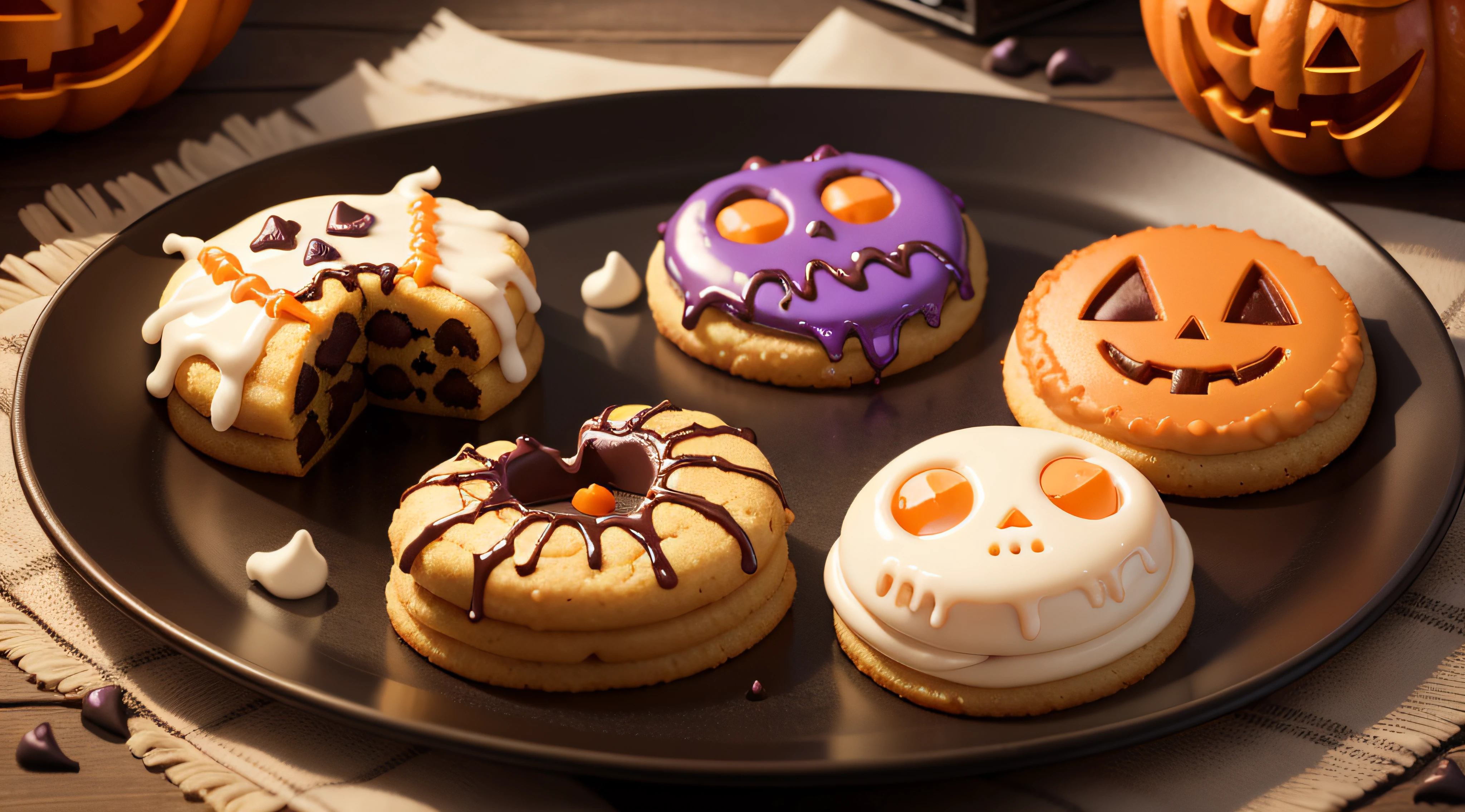 Spooky Halloween candy, eye-shaped chewy candy, ghost-shaped Halloween cookies