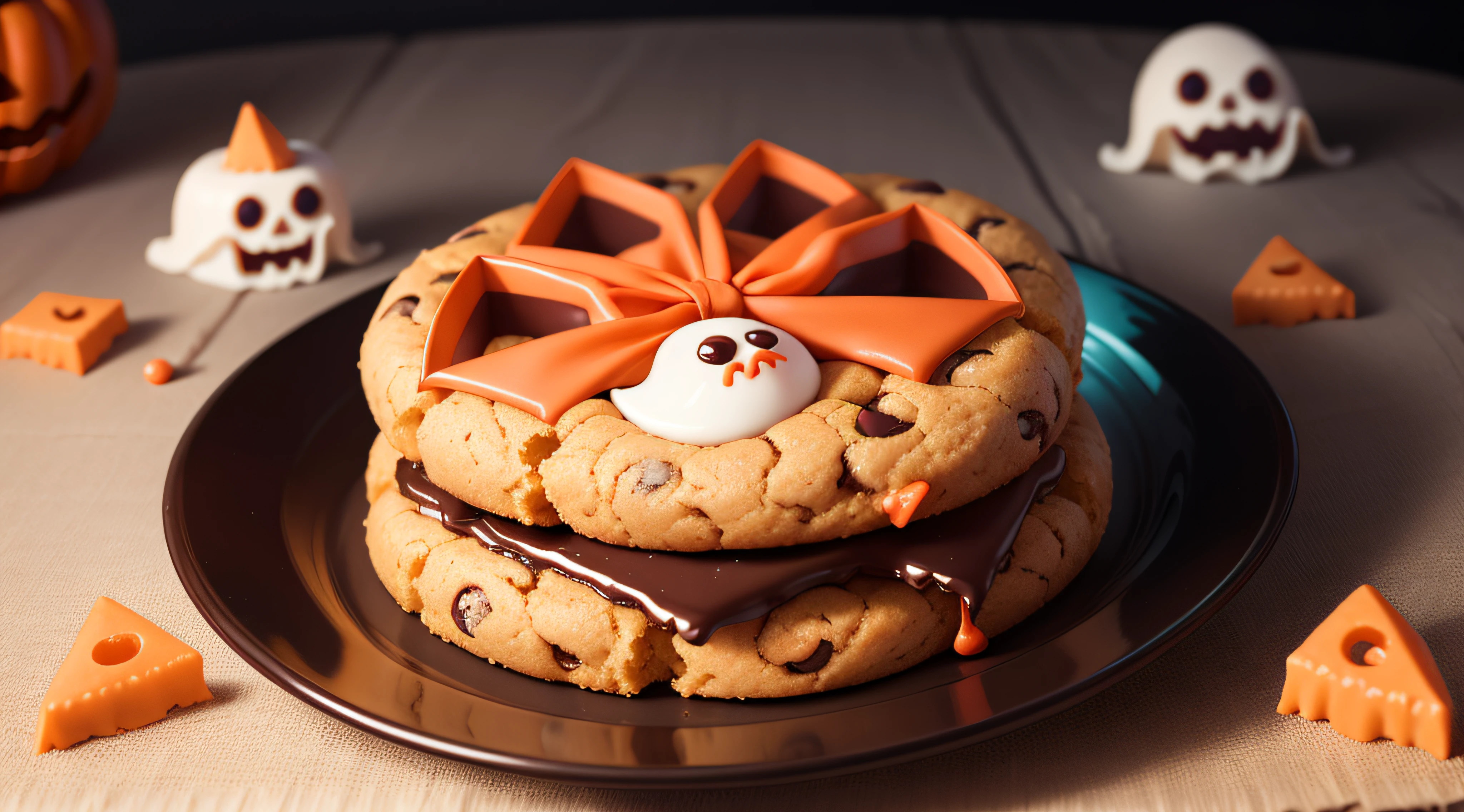 Spooky Halloween candy, eye-shaped chewy candy, ghost-shaped Halloween cookies