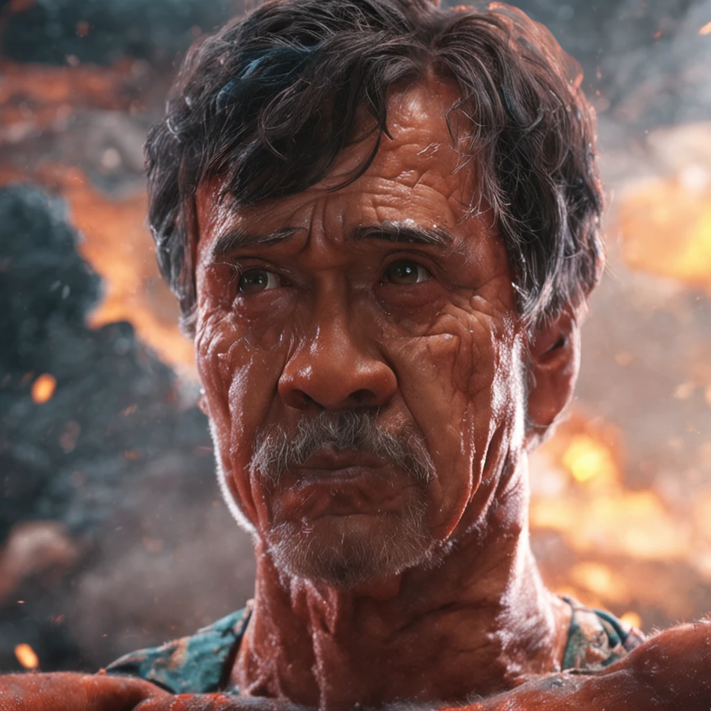 um homem com cara de surpresa olhando para o lado :: estilo realista, detalhado ::n_style deformations