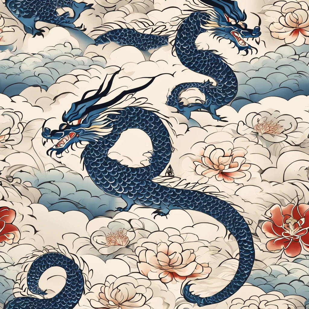"Envision an enchanting wallpaper pattern composed of a rhythmic arrangement of iconic Japanese symbols, each adding a layer of cultural depth and significance.
The delicate sakura blossom, symbolizing renewal and fleeting beauty, is interspersed among intricate '卍' (manji) symbols, representing harmony, eternity, and the cycle of life.
Mystical 'Dragon' (ryu) dragons coil gracefully amidst swirling clouds, embodying power, transformation, and protection. The torii gate stands resolute, marking the transition from the secular to the sacred.
Elegant kanji characters '愛' (ai) for love, 'Courage' (yuuki) for courage, and 'Peace' (heiwa) for peace, seamlessly integrate into the design, adding profound meaning.
A tranquil pond reflects the moon's serene glow, adorned with '鶴' (tsuru) cranes, symbols of longevity and good fortune. Beneath the surface, 'Sea' (umi) waves ebb and flow, representing life's constant changes.
Bamboo shoots, a representation of resilience and growth, rise gracefully amid the composition. Lanterns sway gently, casting warm illumination and symbolizing guidance.
The color palette harmonizes deep indigos, tranquil blues, and soft whites, creating a sense of serenity and reverence. This intricate wallpaper pattern is a visual journey through the layers of Japanese symbolism, inviting you to immerse yourself in their wisdom and beauty."