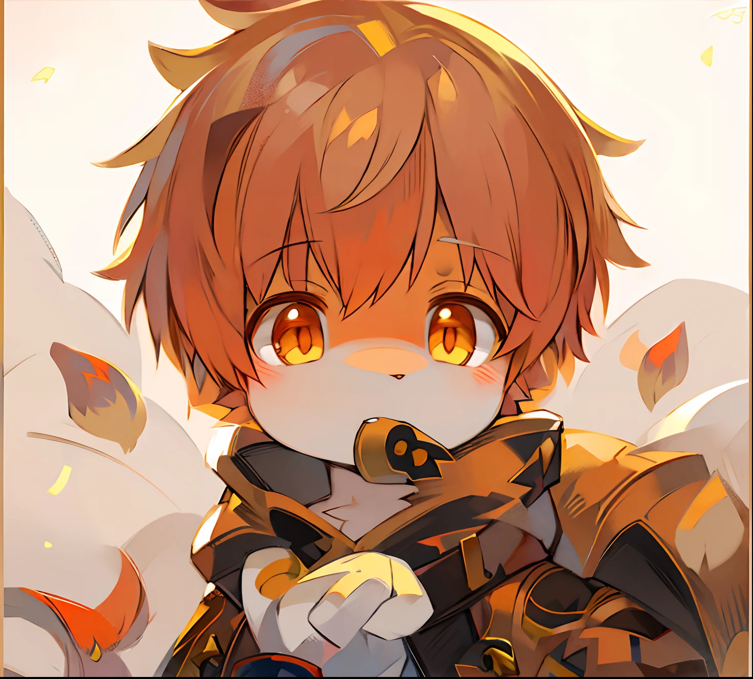 adolable,校服,shaggy male,Has a fluffy tail,Orange hair,Orange hair,In the daytime,Gold eyes,White cat ears