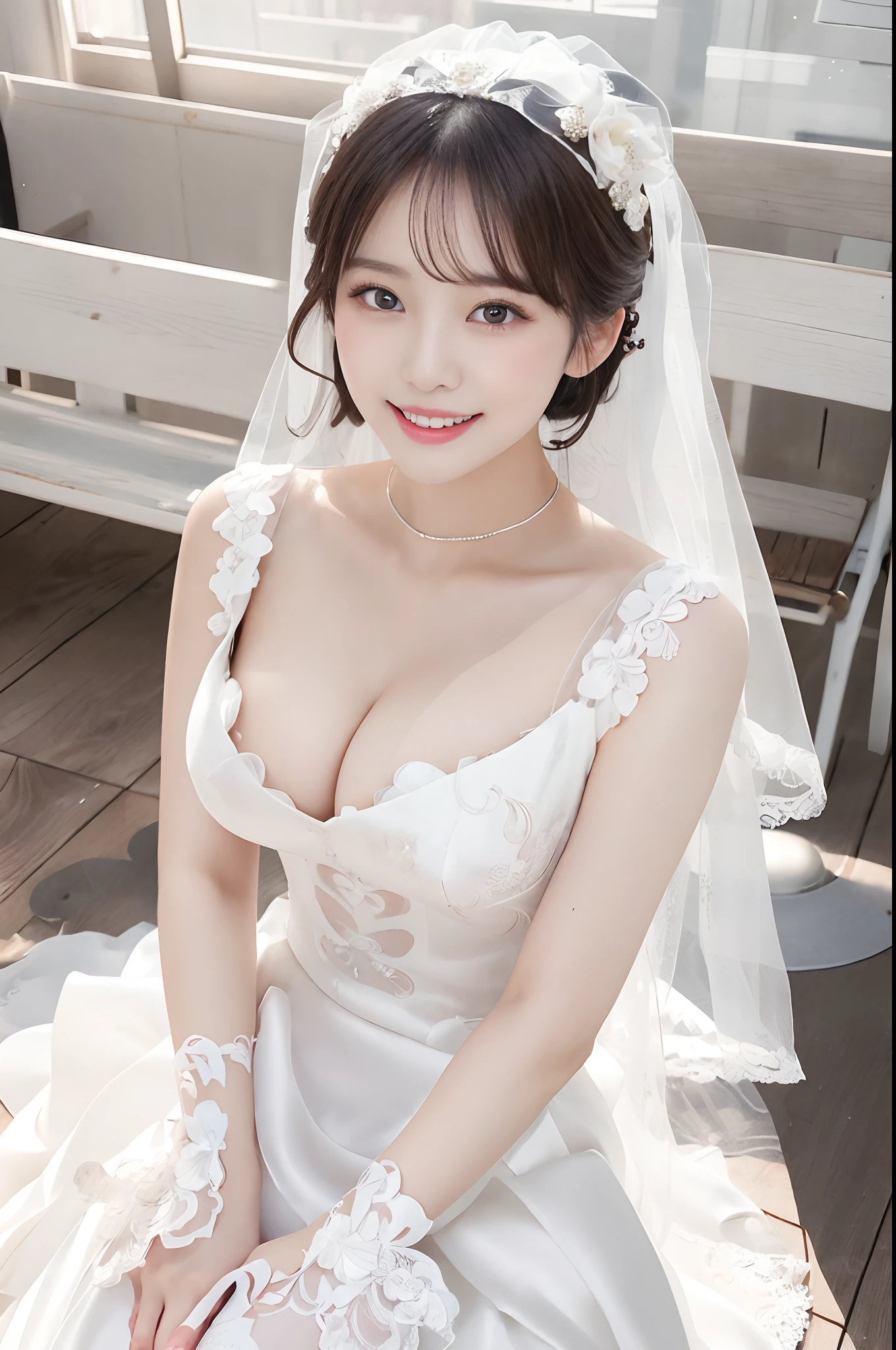 Alafin Asian bride in white wedding dress sitting on bench, Japan person model,(((beautiful countenance))),(((big eye))),(((Beautiful eyes))),(((long lashes))),((Beautiful teeth alignment)),beautiful Korean women, goddess of Japan, Gorgeous young Korean woman, smooth translucent white skin, 奈良美智, gorgeous chinese model, Korean Girl, sexy gown, Beautiful young Korean woman, Full dress, Korean Woman, jaw-dropping beauty, Japanese Models, opened dress