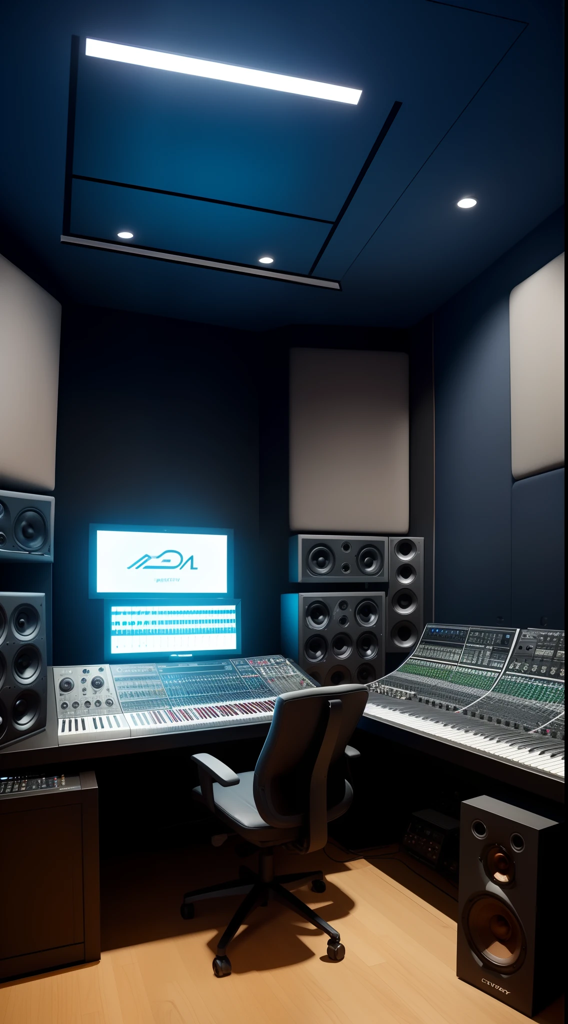 music recording studio, futuristic