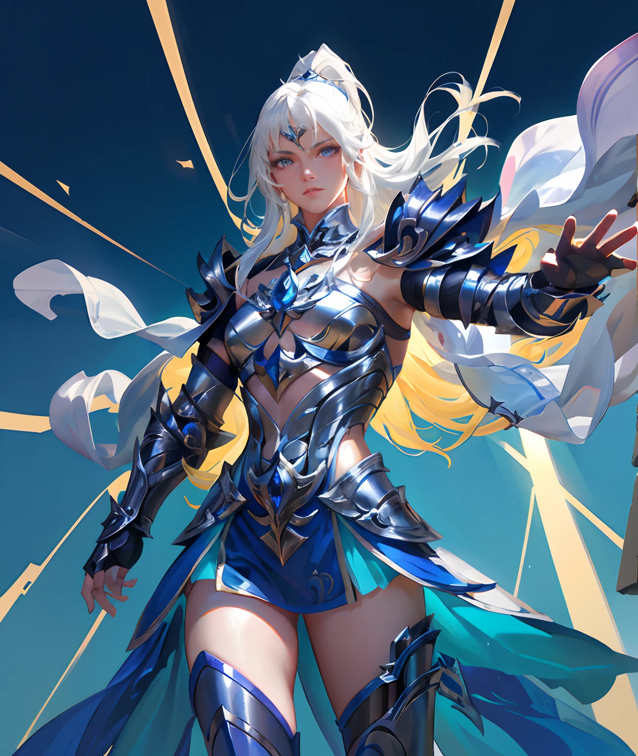 Ultra-high saturation,(tmasterpiece), fully body photo,(best qualtiy), (1girll), starryskybackground,Wearing shiny gold armor, Sexy lingerie type armor,Expose your chest,Expose the waistline,Exposing thighs,cool-pose, Saint Seiya Armor, messy hair,high detal, Anime style, Cinematic lighting, Sparkle, god light, Ray traching, filmgrain, hyper HD, textureskin, super detailing, Anatomical correct, A high resolution,Ultra-high saturation,hight contrast,High-gloss armor,Smooth skin,Serious expressions,Dark room,