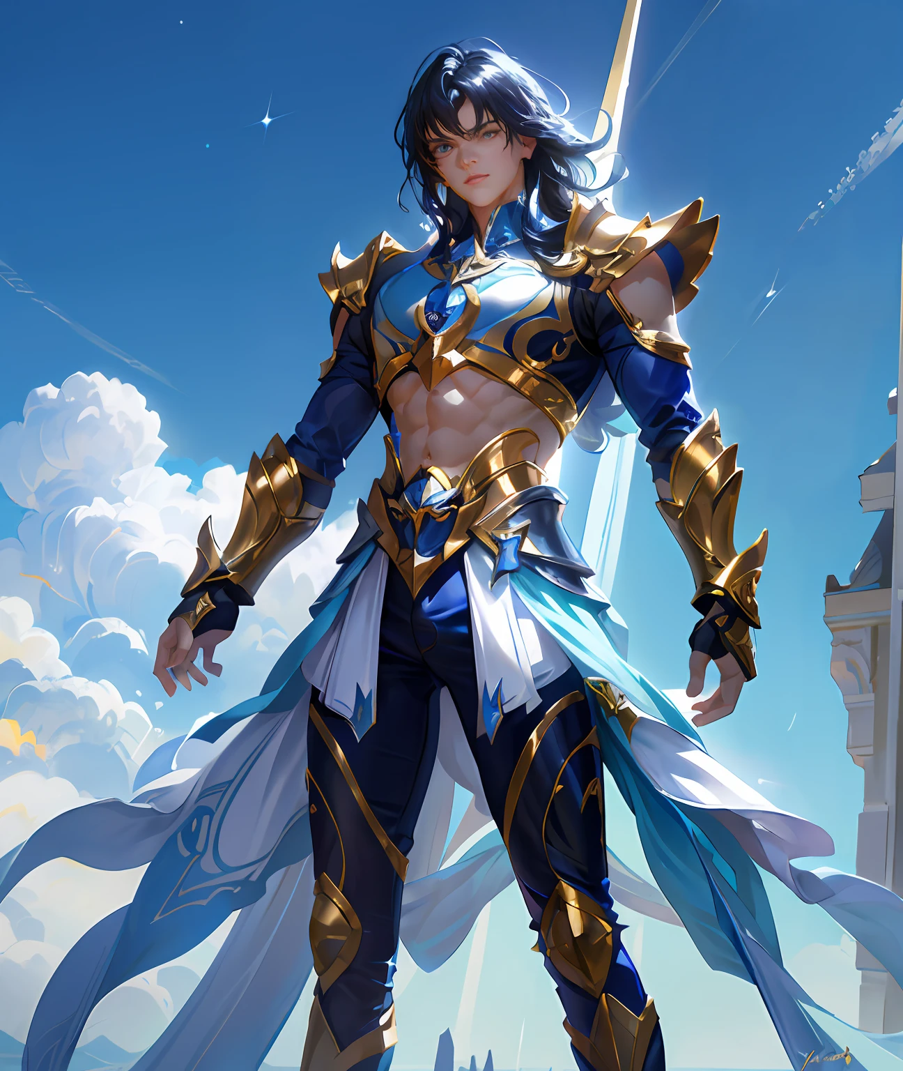 Ultra-high saturation,(tmasterpiece), fully body photo,(best qualtiy), (1girll), starryskybackground,Wearing shiny gold armor, Sexy lingerie type armor,Expose your chest,Expose the waistline,Exposing thighs,cool-pose, Saint Seiya Armor, messy hair,high detal, Anime style, Cinematic lighting, Sparkle, god light, Ray traching, filmgrain, hyper HD, textureskin, super detailing, Anatomical correct, A high resolution,Ultra-high saturation,hight contrast,High-gloss armor,Smooth skin,Serious expressions,Dark room,
