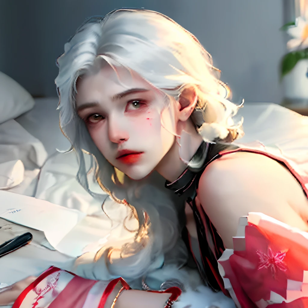 The gentle and handsome man lay down on his side,Ink hair is scattered,Soft and languid,And he was covered in only thin underwear,The skinny figure looms。
The collar of the blouse is loose and flabby,The silky silk hangs softly,Half of the clavicle is exposed,and a patch of snow-white skin under the collarbone。