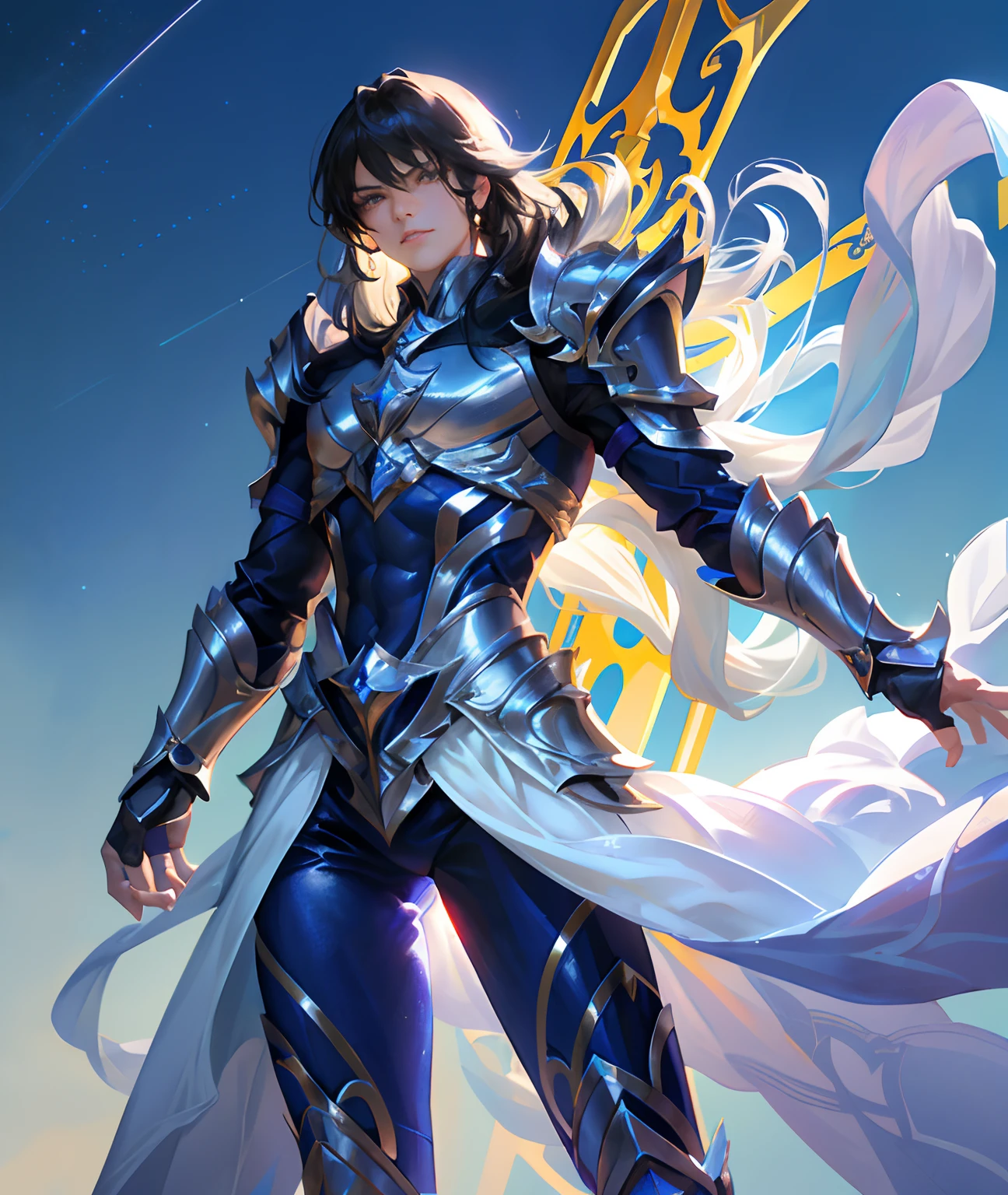 Ultra-high saturation，（tmasterpiece）， fully body photo，（best qualtiy）， （1girll）， starryskybackground，Wearing shiny gold armor， Sexy lingerie type armor，Expose your chest，Expose the waistline，Exposing thighs，cool-pose， Saint Seiya Armor， messy  hair，high detal, Anime style, Cinematic lighting, Sparkle, god light, Ray traching, filmgrain, hyper HD, textureskin, super detailing, Anatomical correct, A high resolution，Ultra-high saturation，hight contrast，High-gloss armor，Smooth skin，Serious expressions,Dark room,