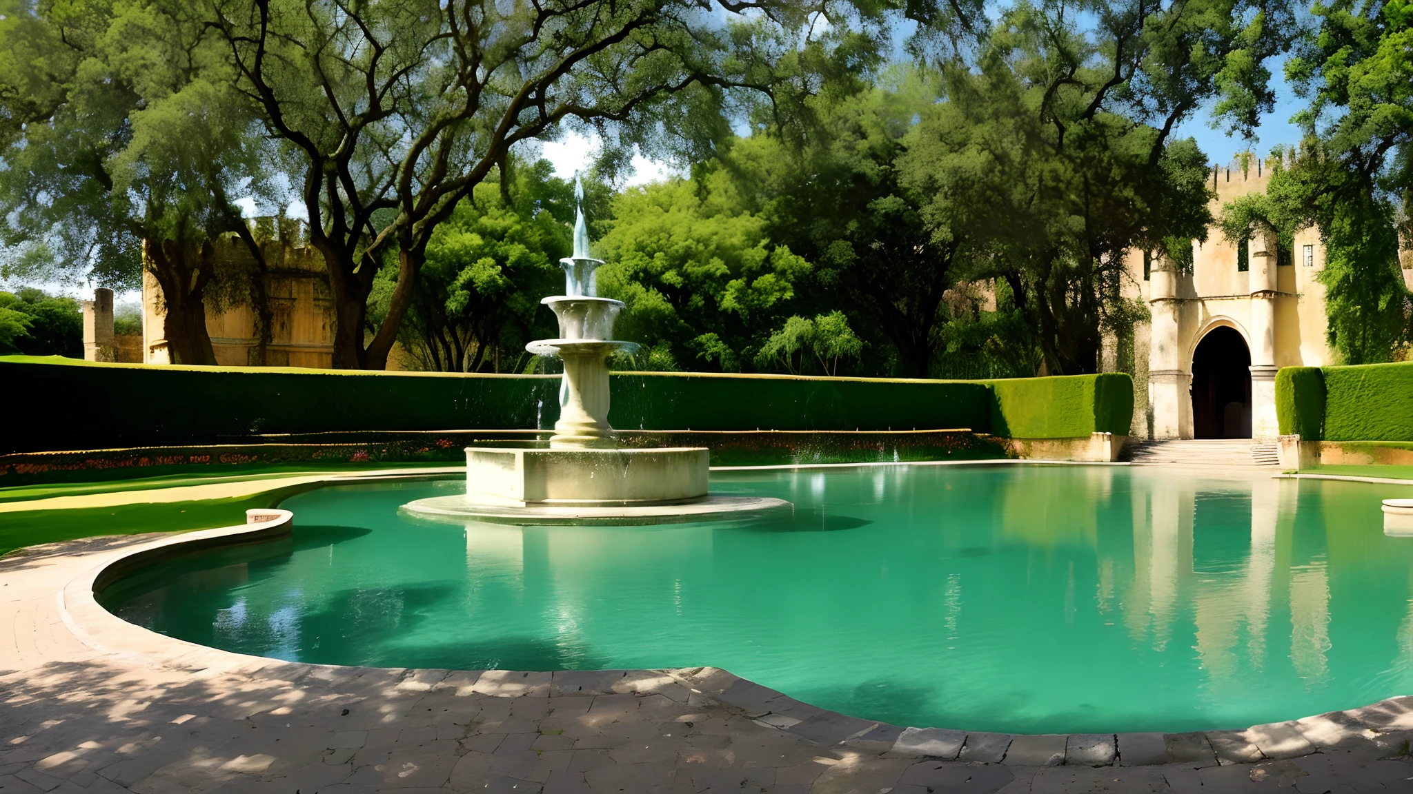 English branci castle of the eighteenth century with a large space in the ferente and a fountain. Ao lado jardins em labirintos